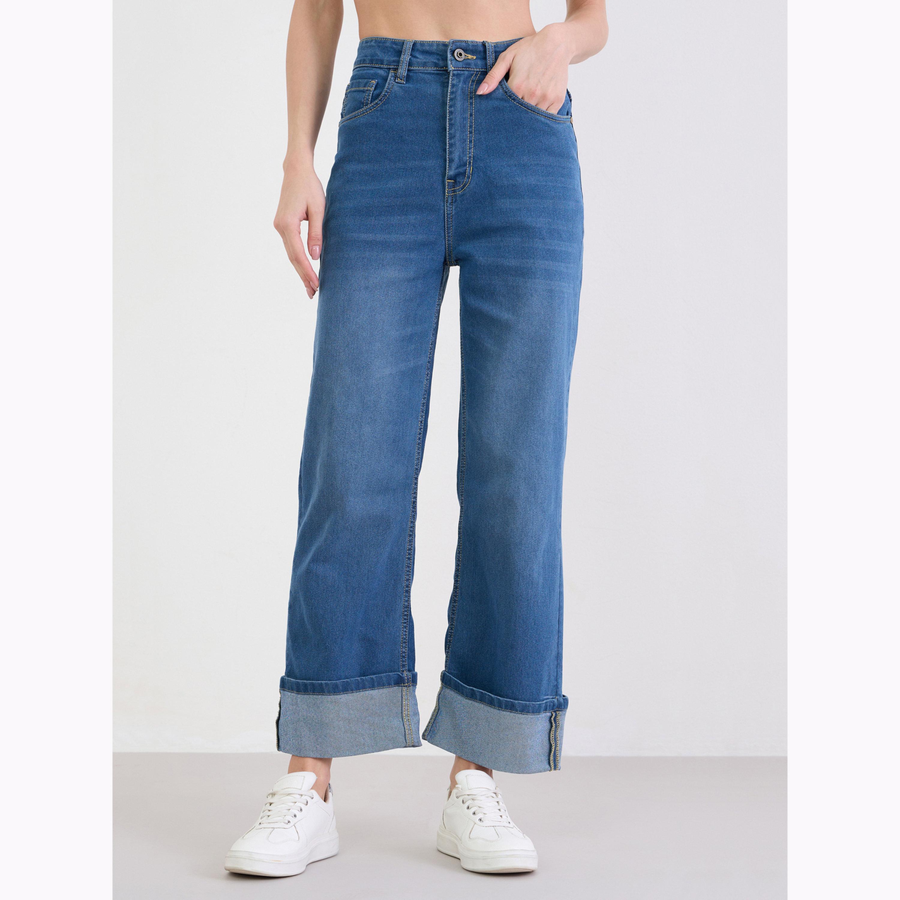 Styli Turn-Up Hem Straight Leg Jeans-women-clothing-bottoms-jeans-image-1