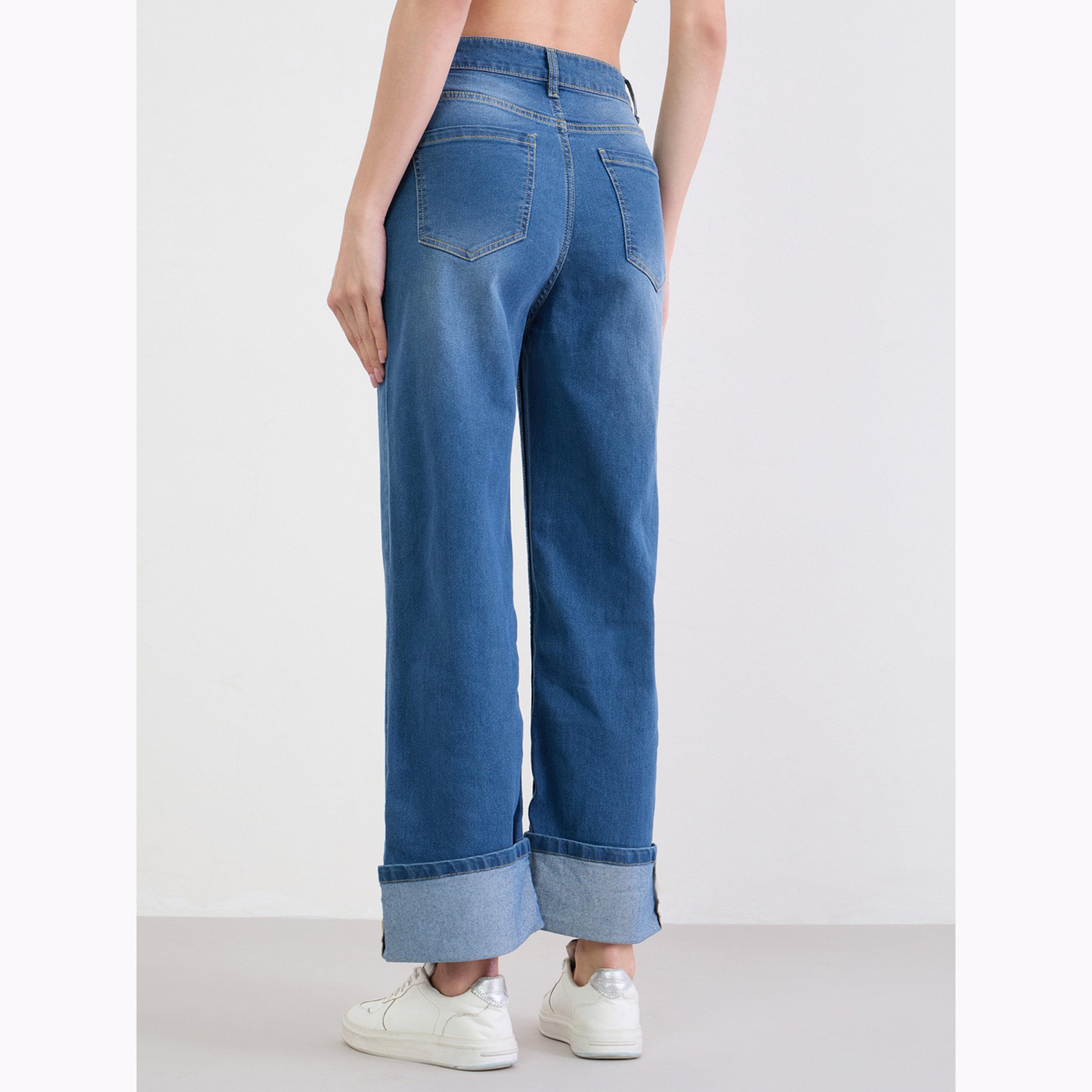 جينز بأرجل مستقيمة وحافة مطوية-women-clothing-bottoms-jeans-image-4