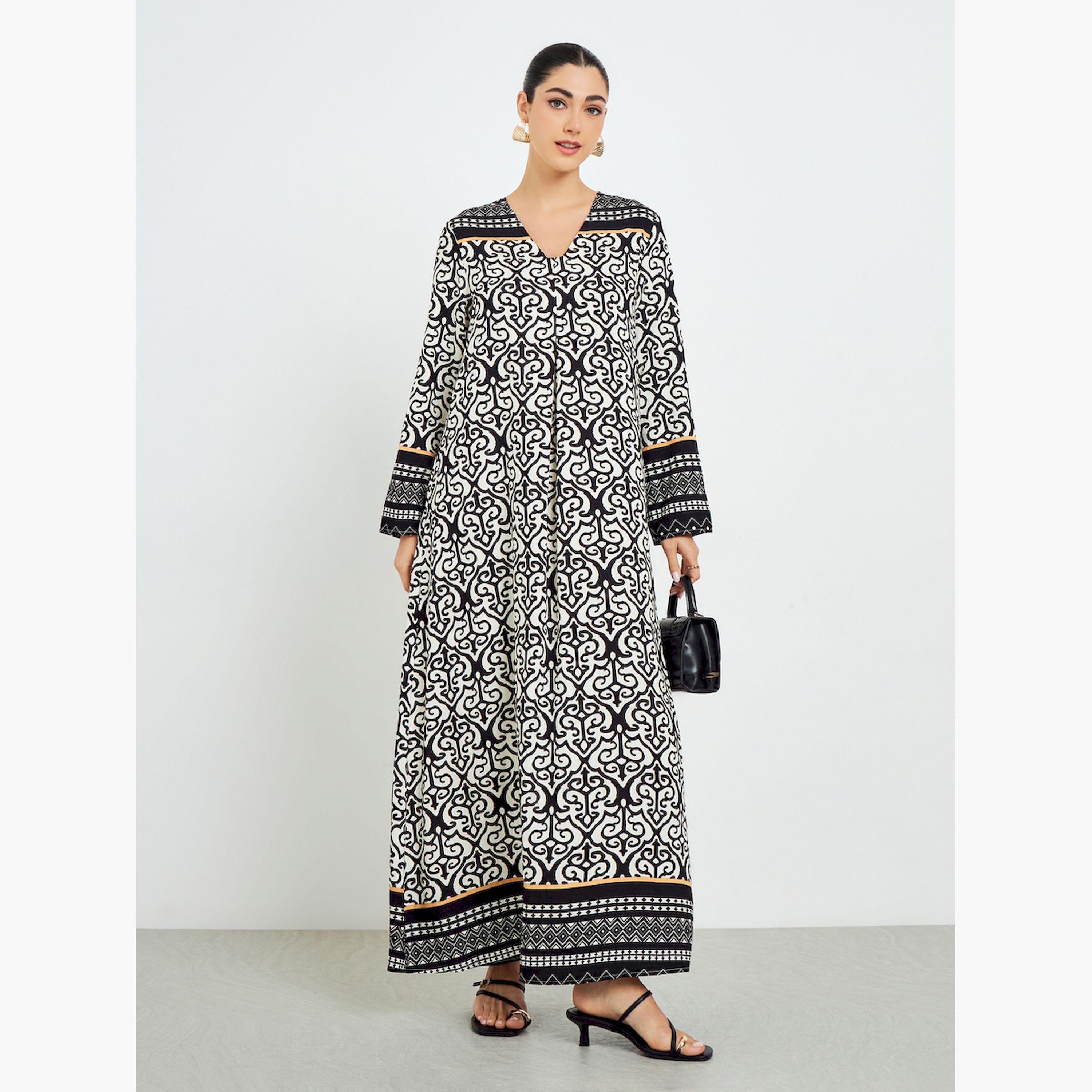 جلابية بحافة واسعة ومطبوعة-women-arabicclothing-jalabiyas-image-1