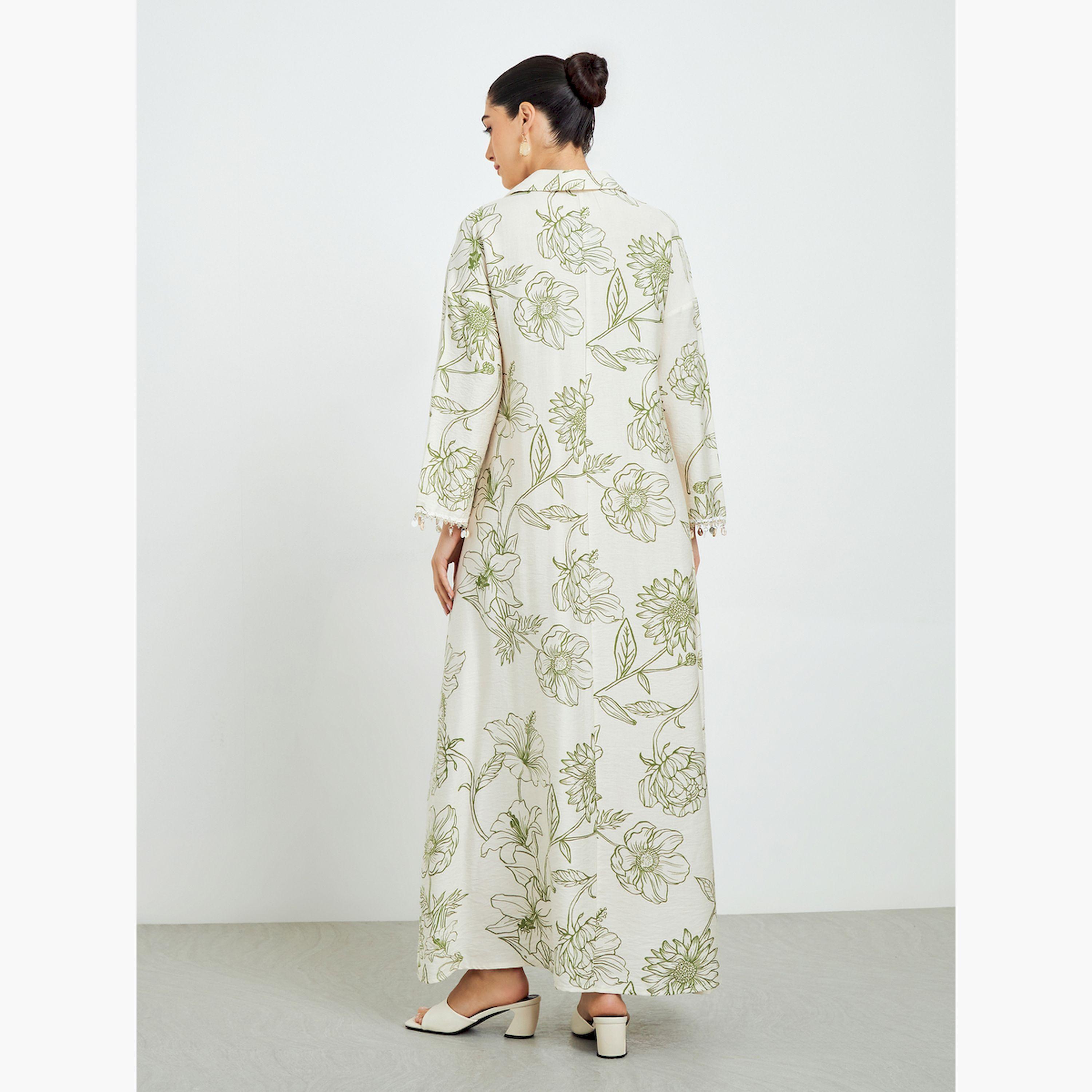 جلابية بطبعة زهور وتفاصيل أكمام منسدلة-women-arabicclothing-jalabiyas-image-5