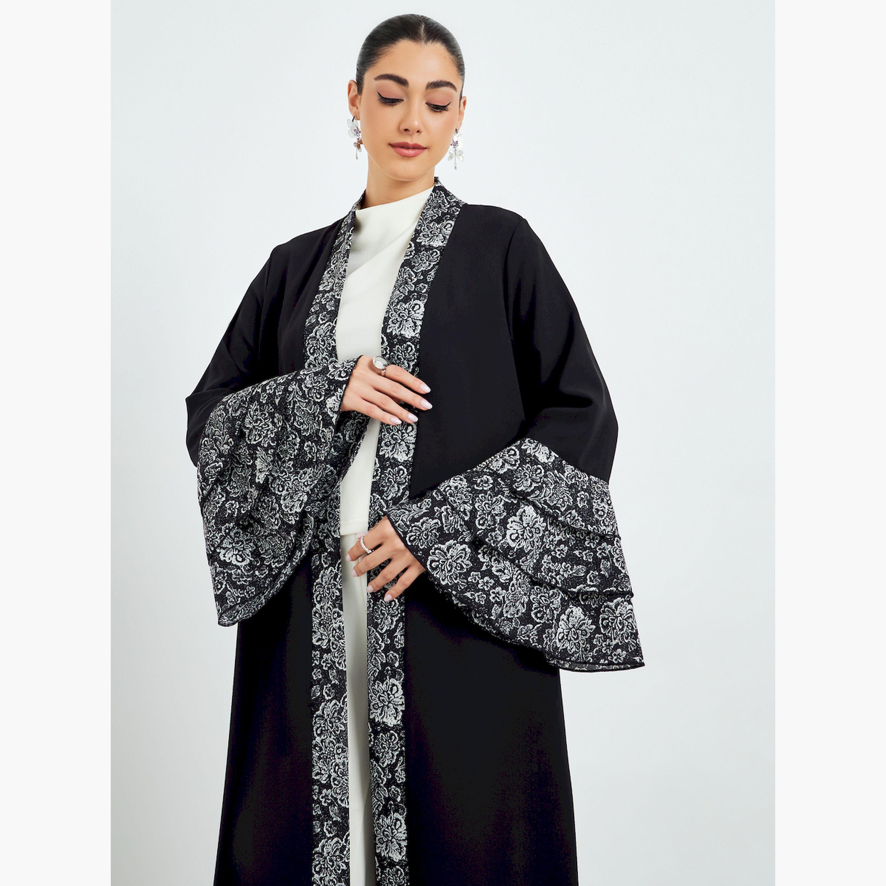 عباية مفتوحة من الأمام بتفاصيل مطبوعة-women-arabicclothing-abayas-image-2