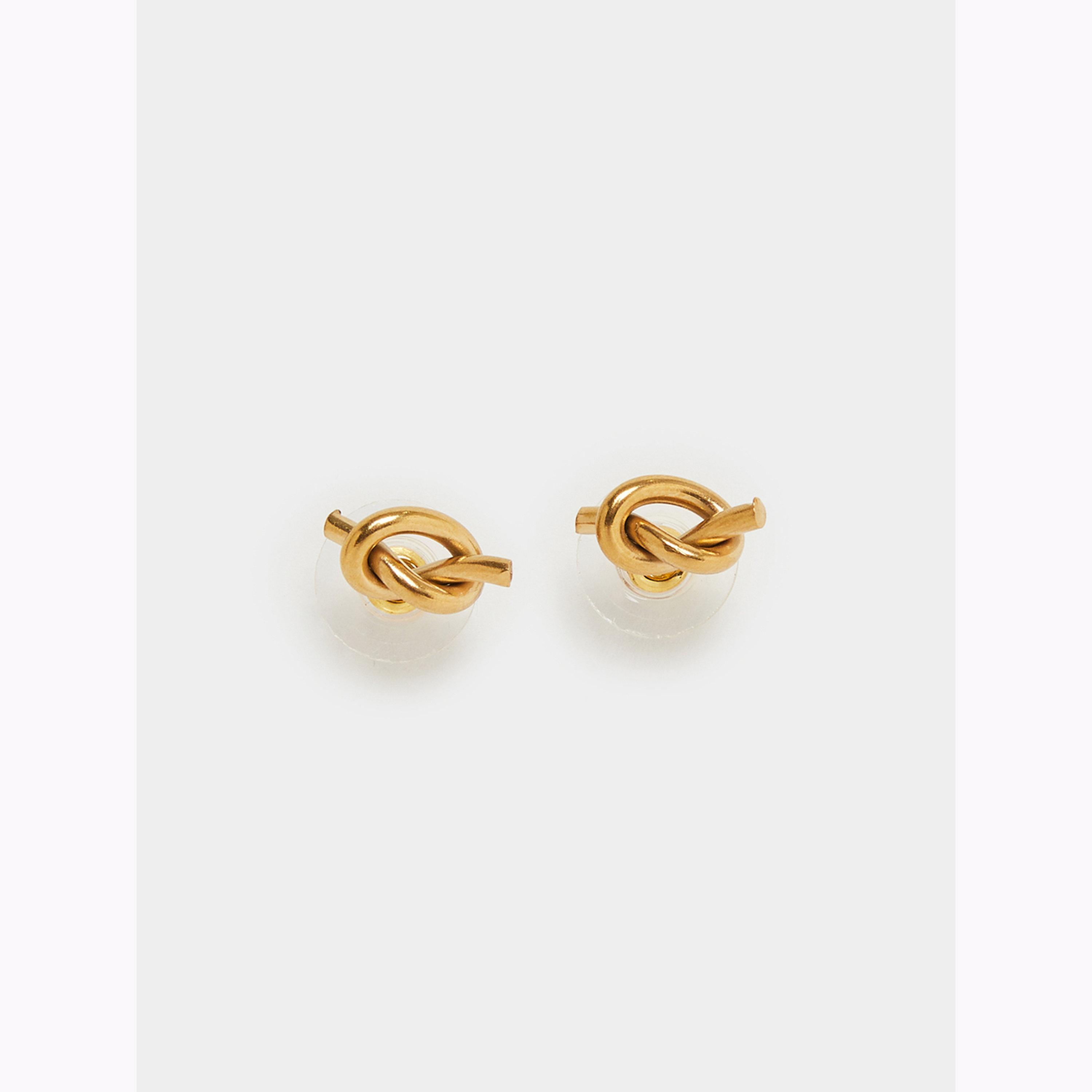Styli Gold Knot Stud Earrings-women-watchesandjewellery-jewellery-earrings-image-1