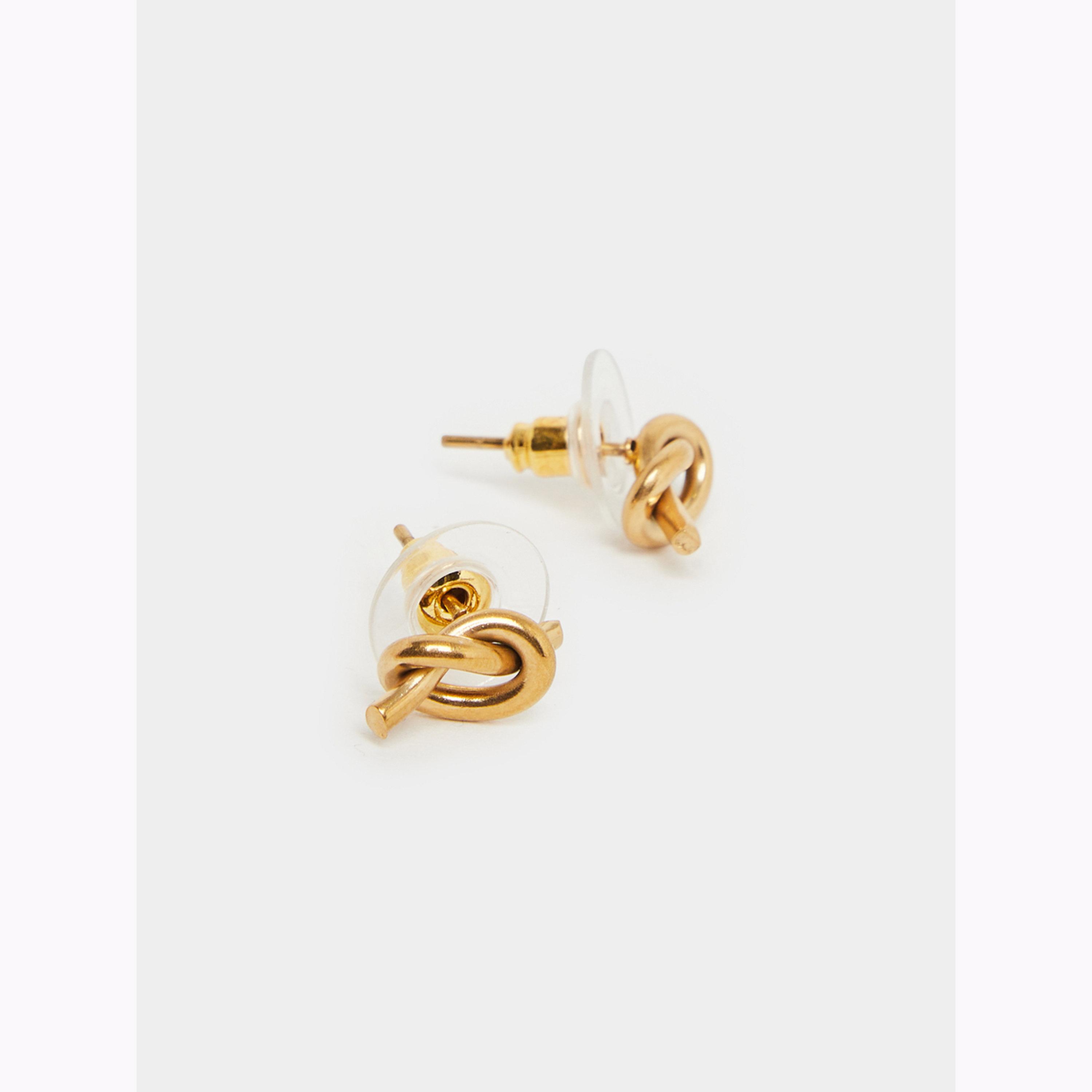 Styli Gold Knot Stud Earrings-women-watchesandjewellery-jewellery-earrings-image-3