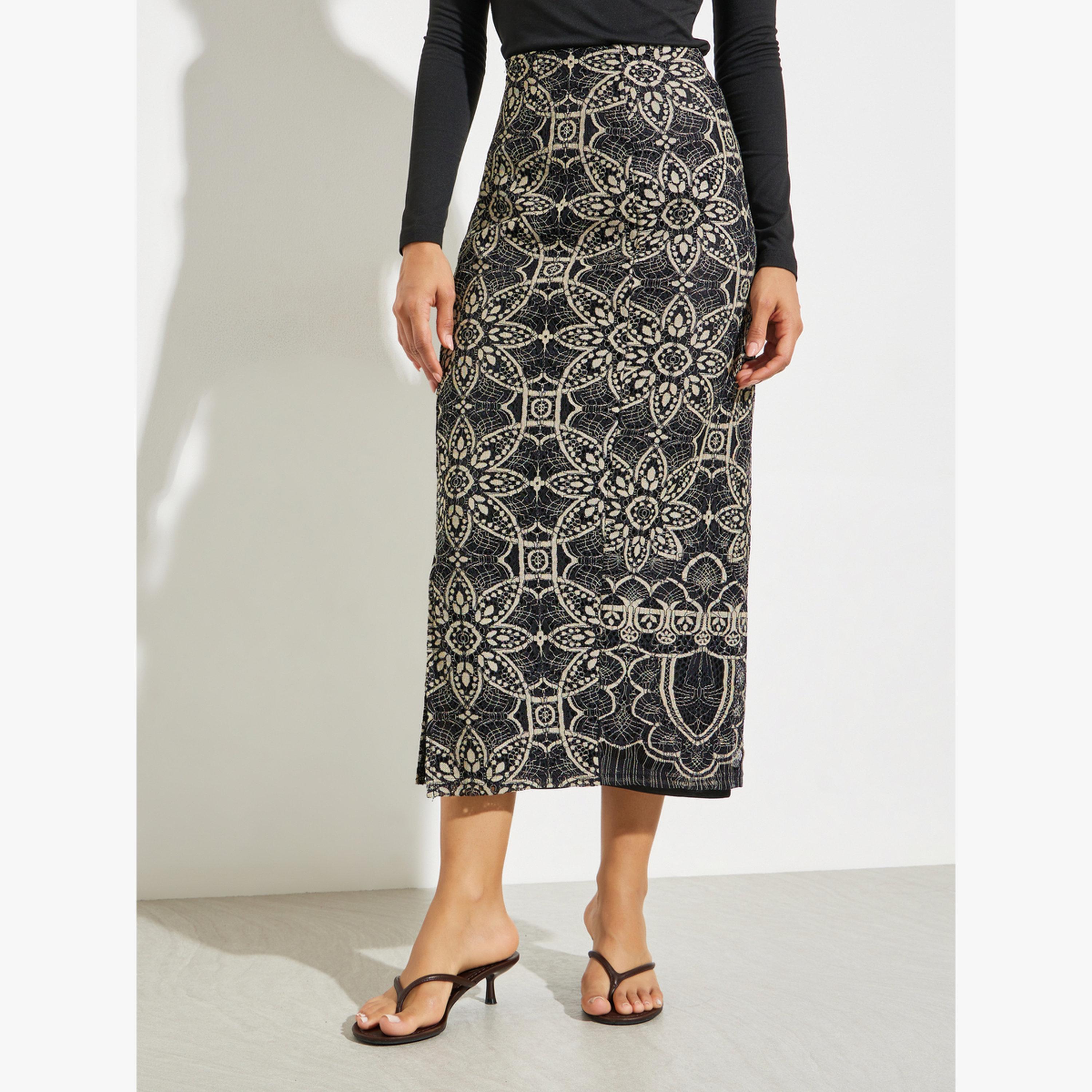 تنورة ميدي دانتيل مزخرفة-women-clothing-bottoms-skirts-image-1