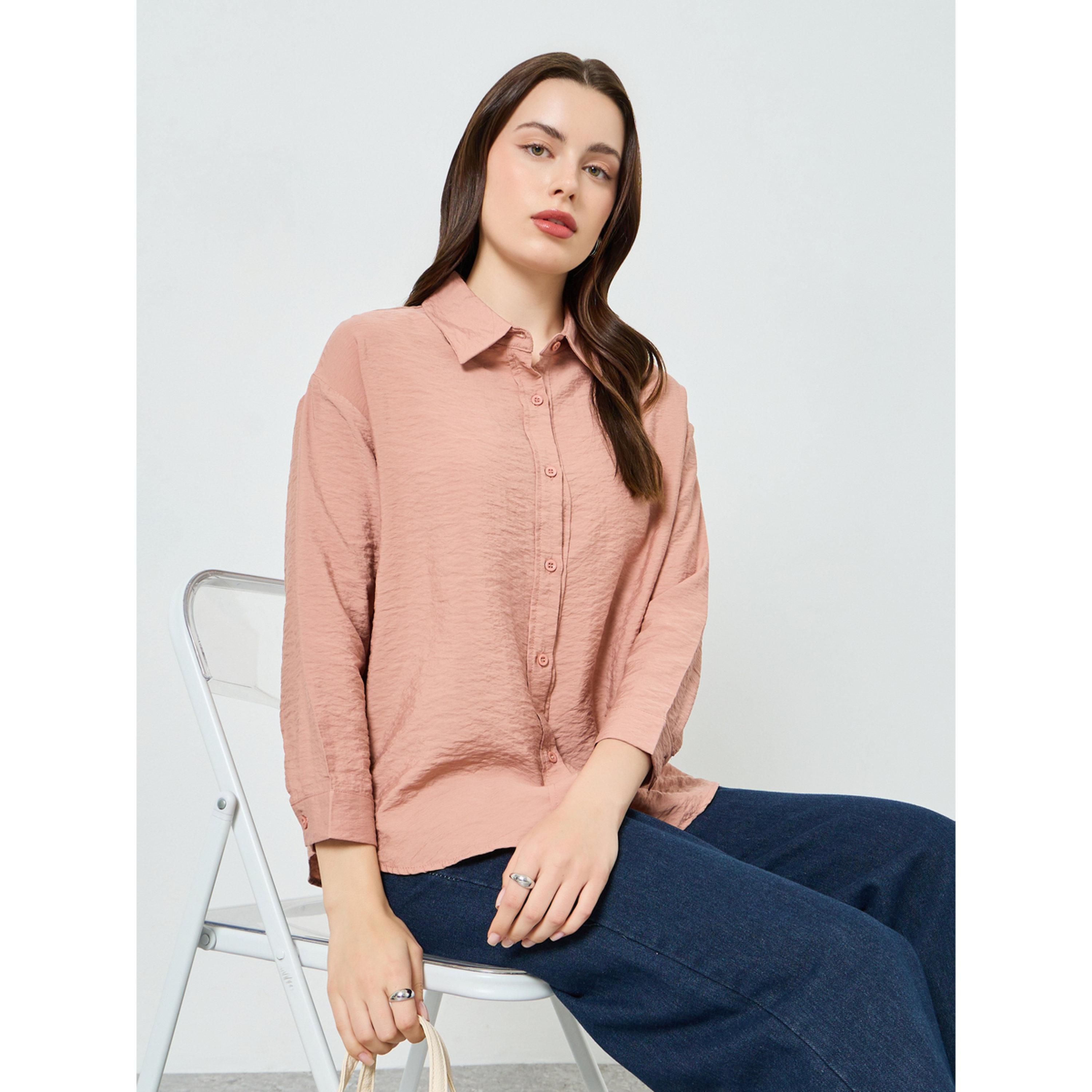 بلوزة بأكمام طويلة وملمس بارز خوخي-women-clothing-shirtsandblouses-shirts-image-3