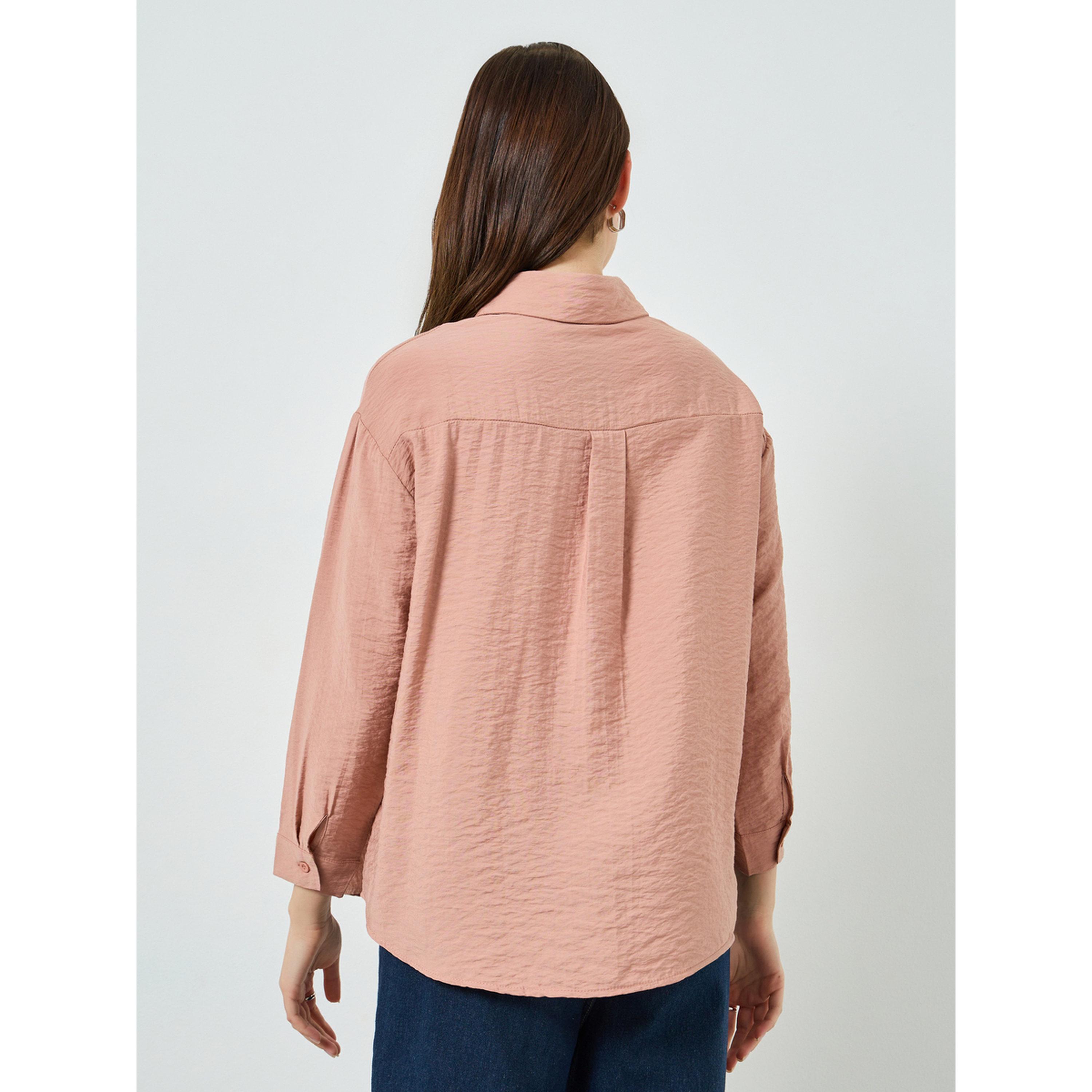 بلوزة بأكمام طويلة وملمس بارز خوخي-women-clothing-shirtsandblouses-shirts-image-5