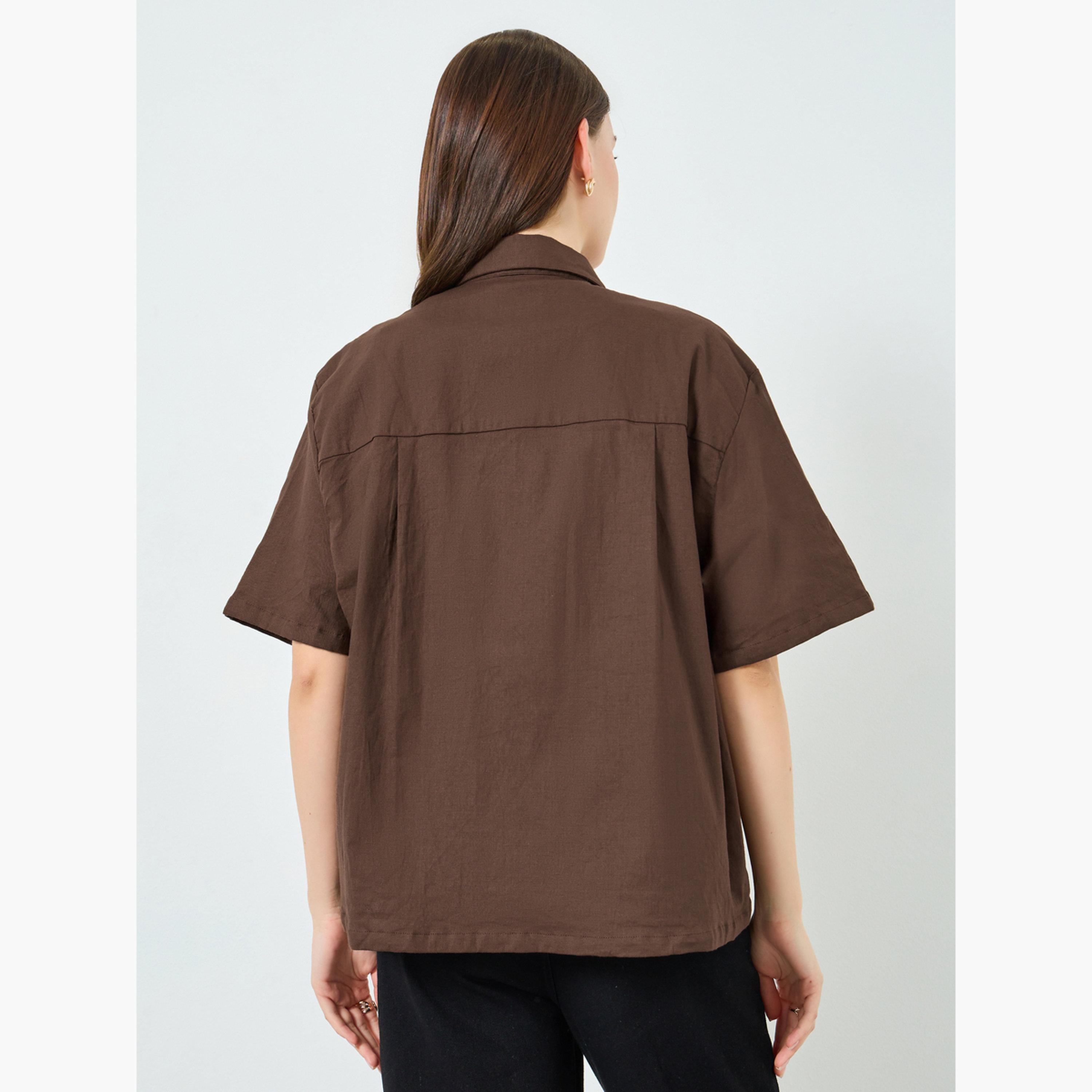 Styli Women Solid Oversized Short Sleeve Shirt-women-clothing-shirtsandblouses-shirts-image-5