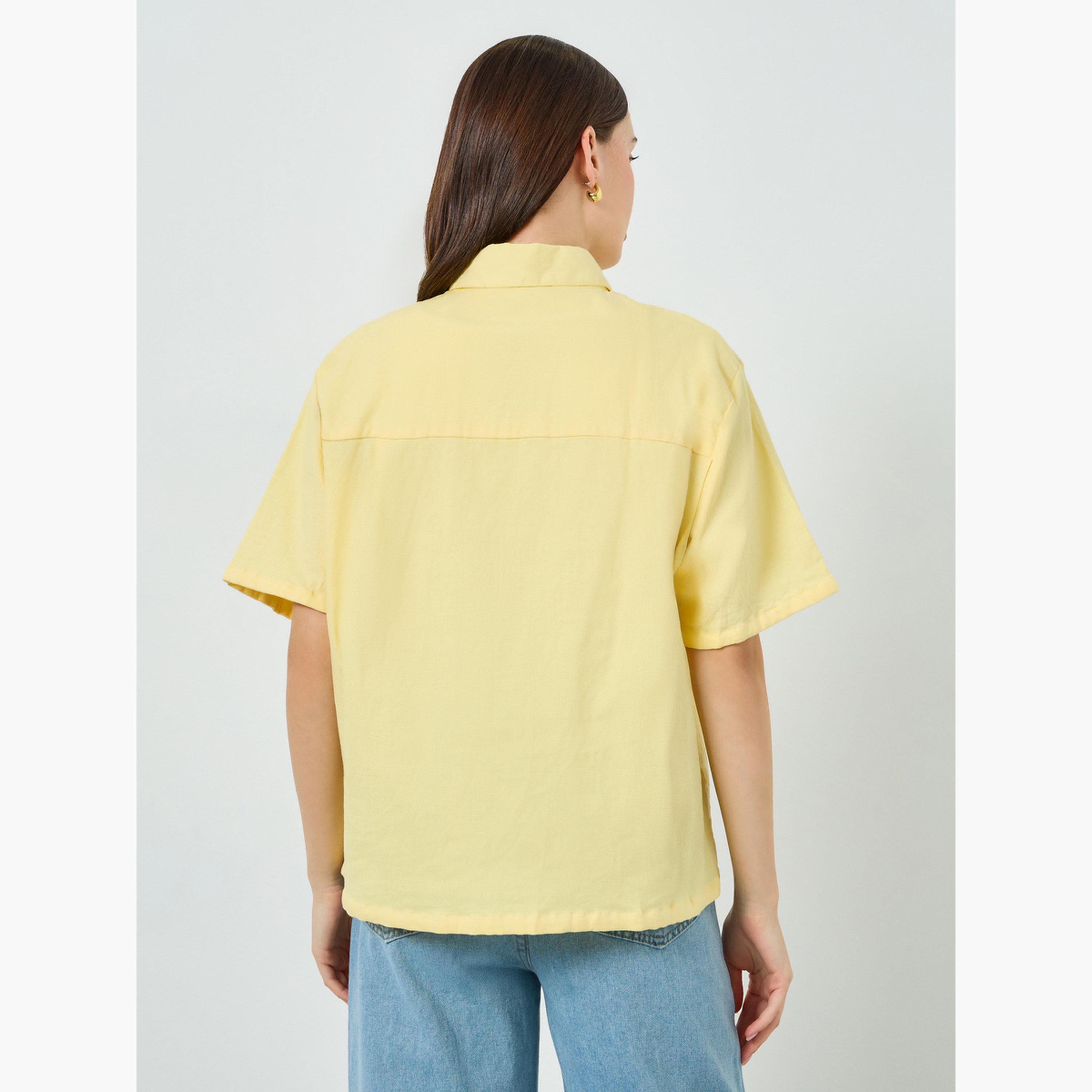 Styli Women Solid Oversized Short Sleeve Shirt-women-clothing-shirtsandblouses-shirts-image-5