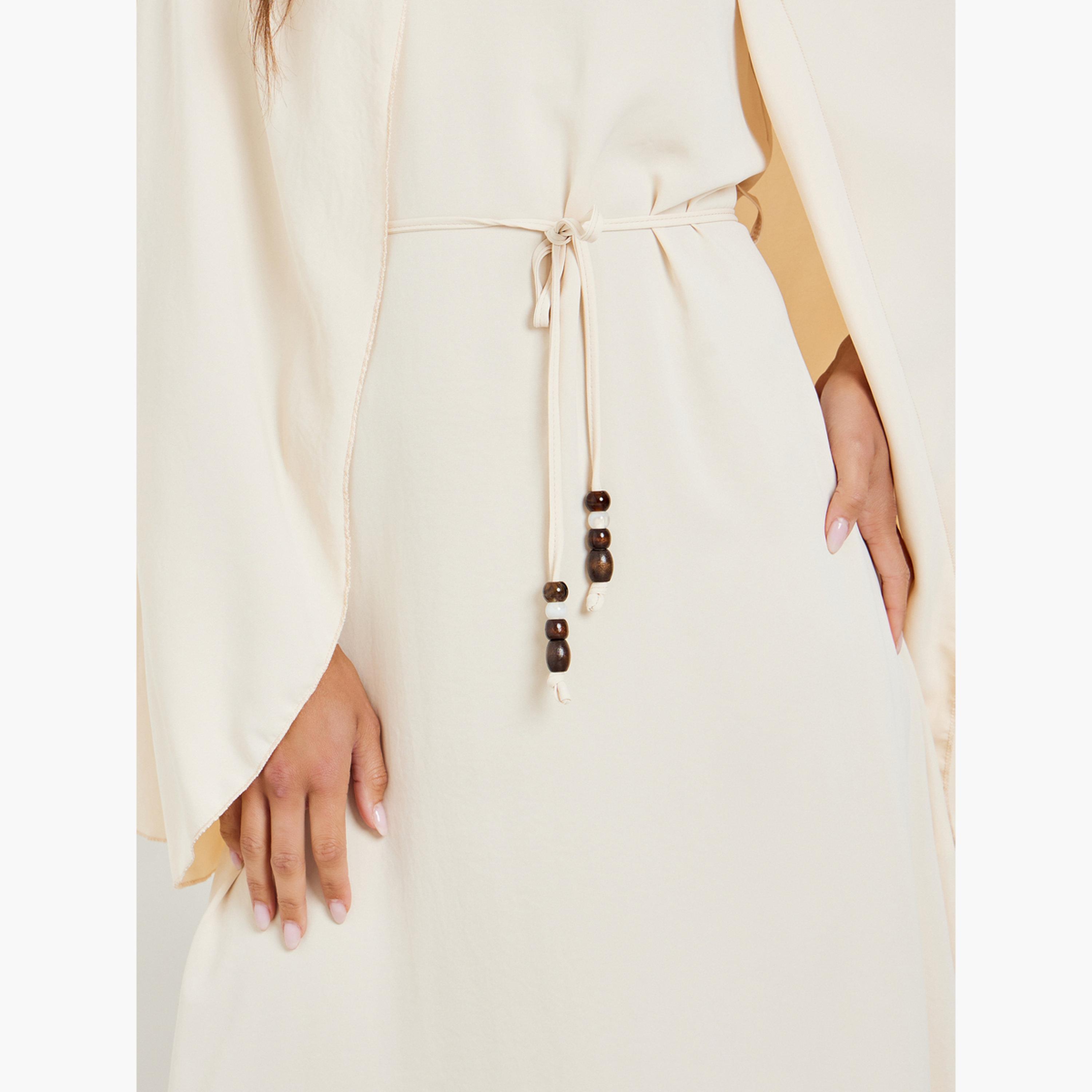 Styli Beige Sleeveless Maxi Dress with Cape Detail-women-clothing-dresses-image-6