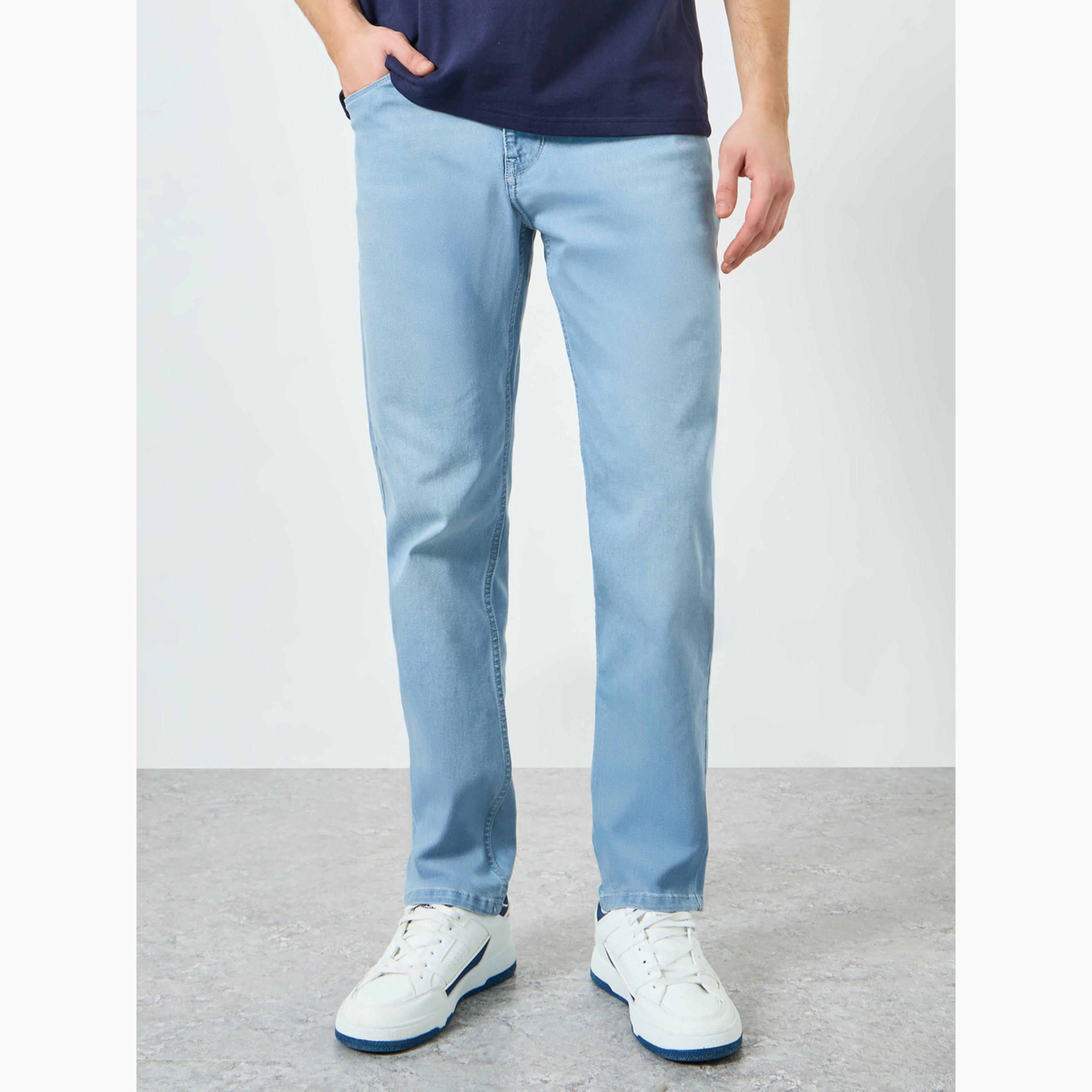 جينز قطن ستريتش بقصة ضيقة و5 جيوب للرجال-men-clothing-bottoms-jeans-image-1