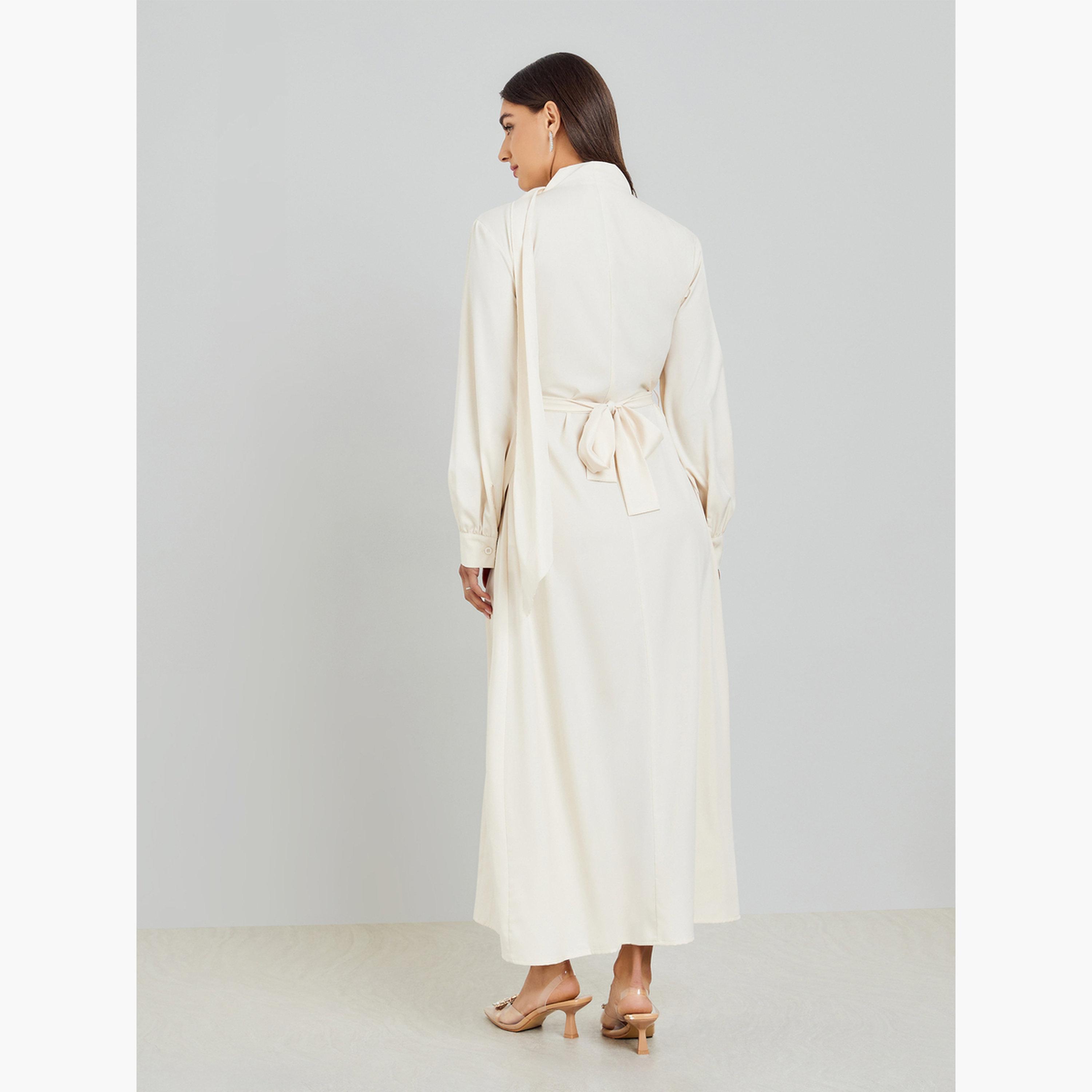 فستان طويل بطيات وتفاصيل رباط-women-clothing-dresses-image-3