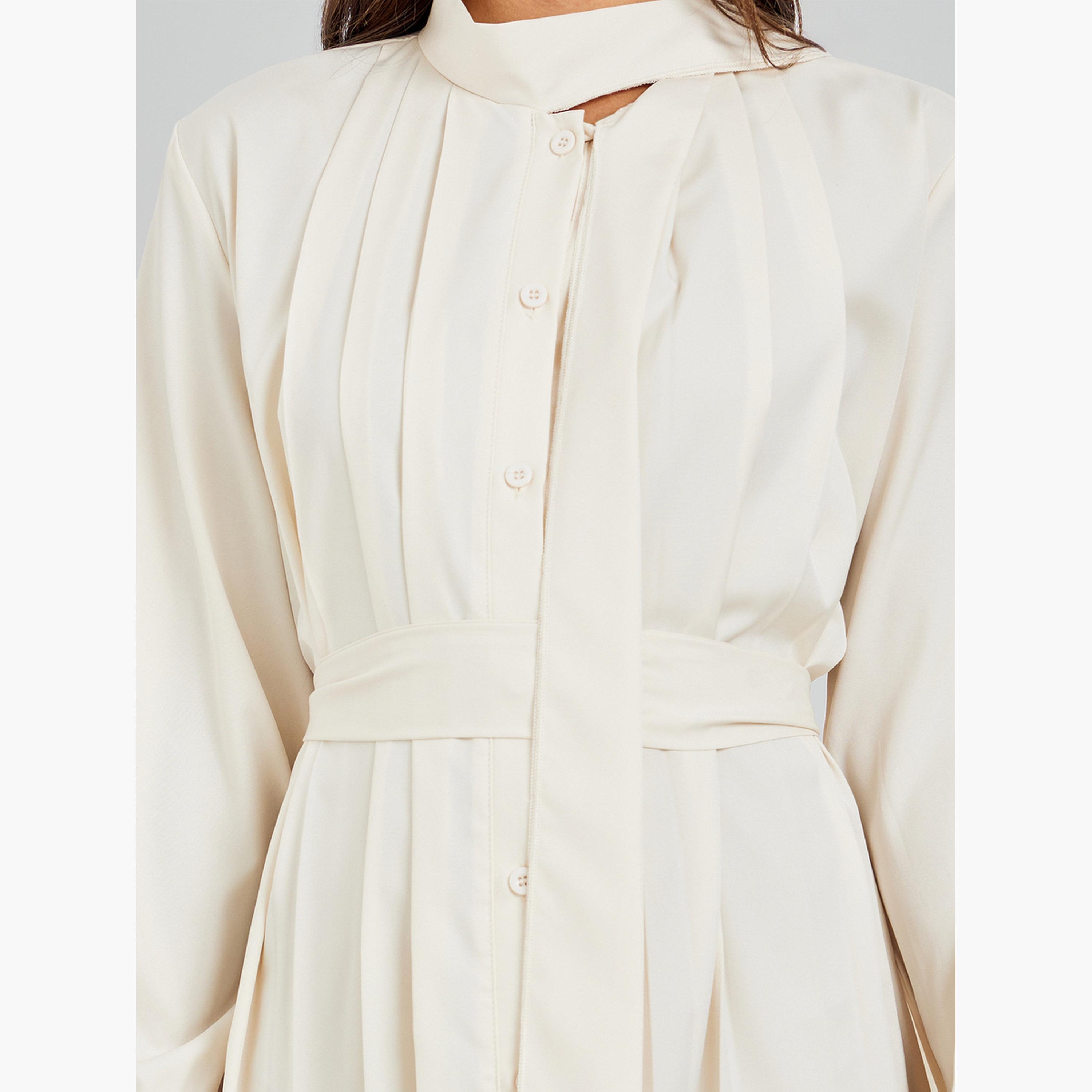 فستان طويل بطيات وتفاصيل رباط-women-clothing-dresses-image-5