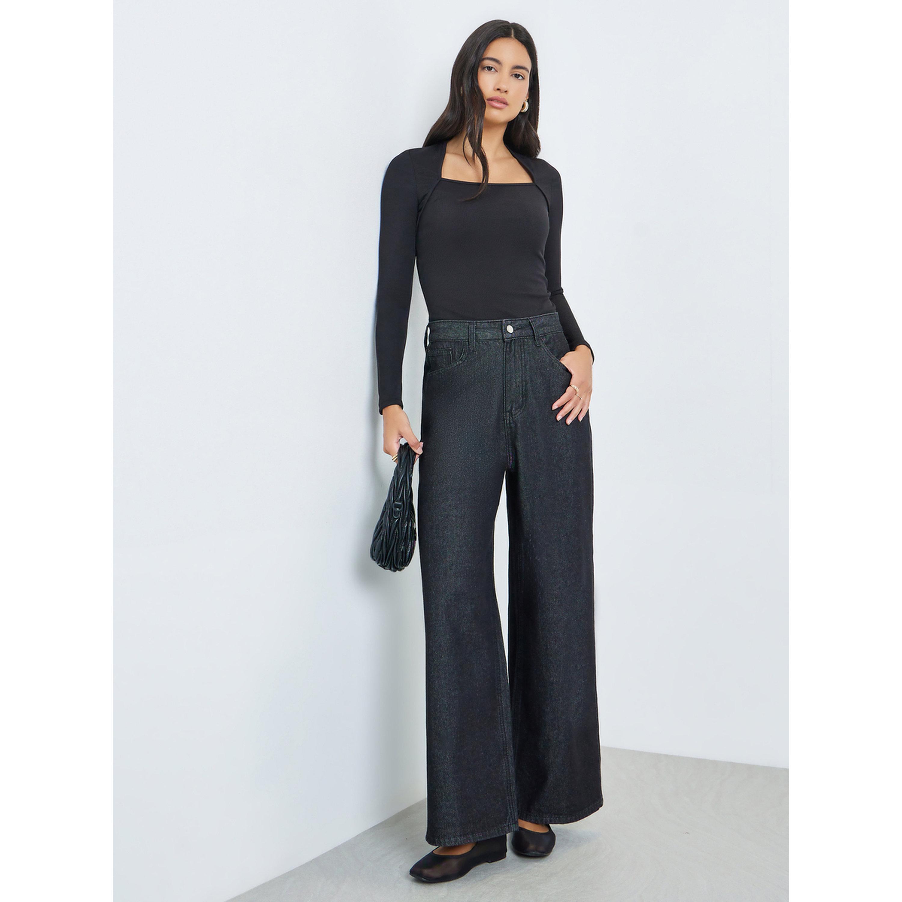 Styli Black Long Sleeve Knit Top-women-clothing-tshirts-image-2