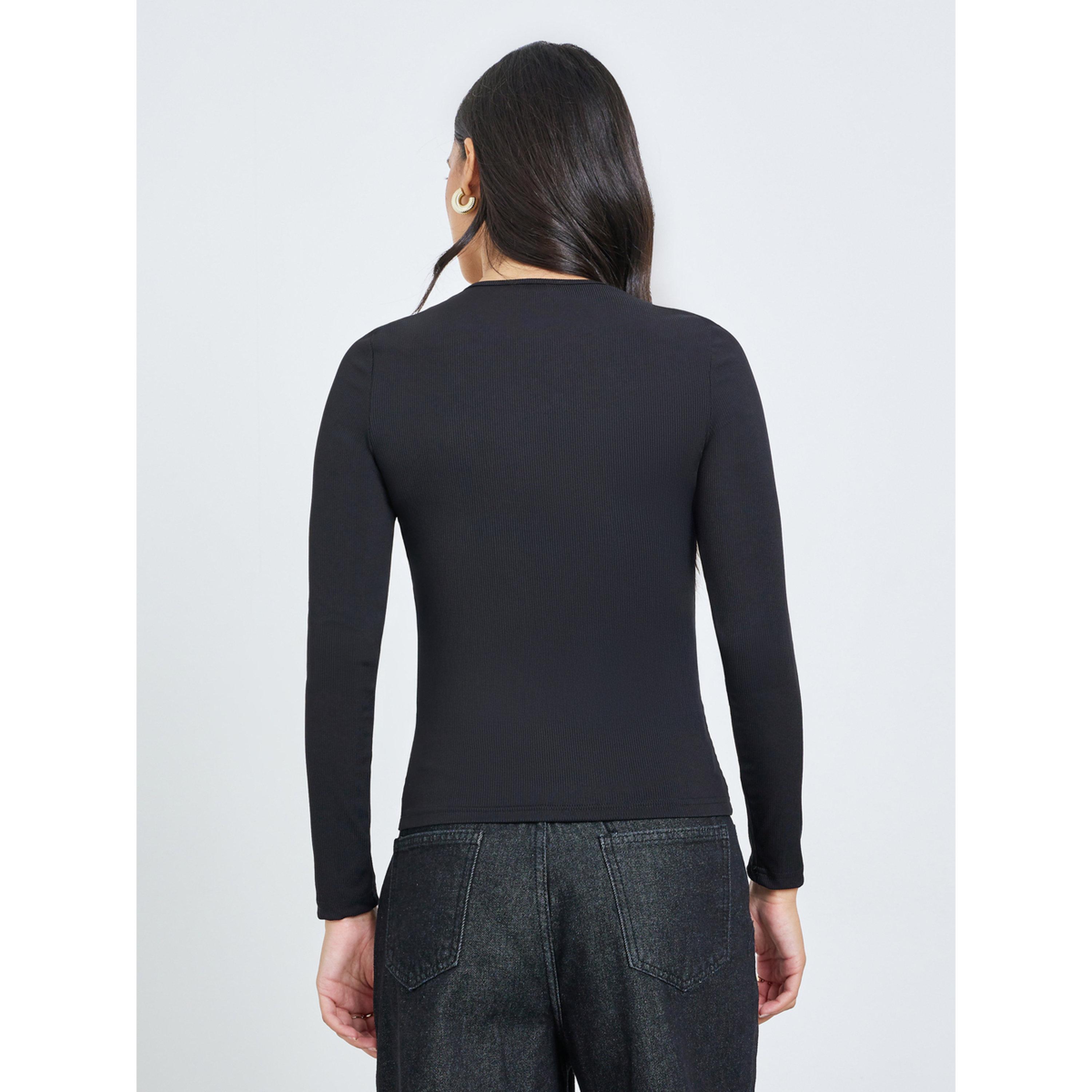 Styli Black Long Sleeve Knit Top-women-clothing-tshirts-image-4