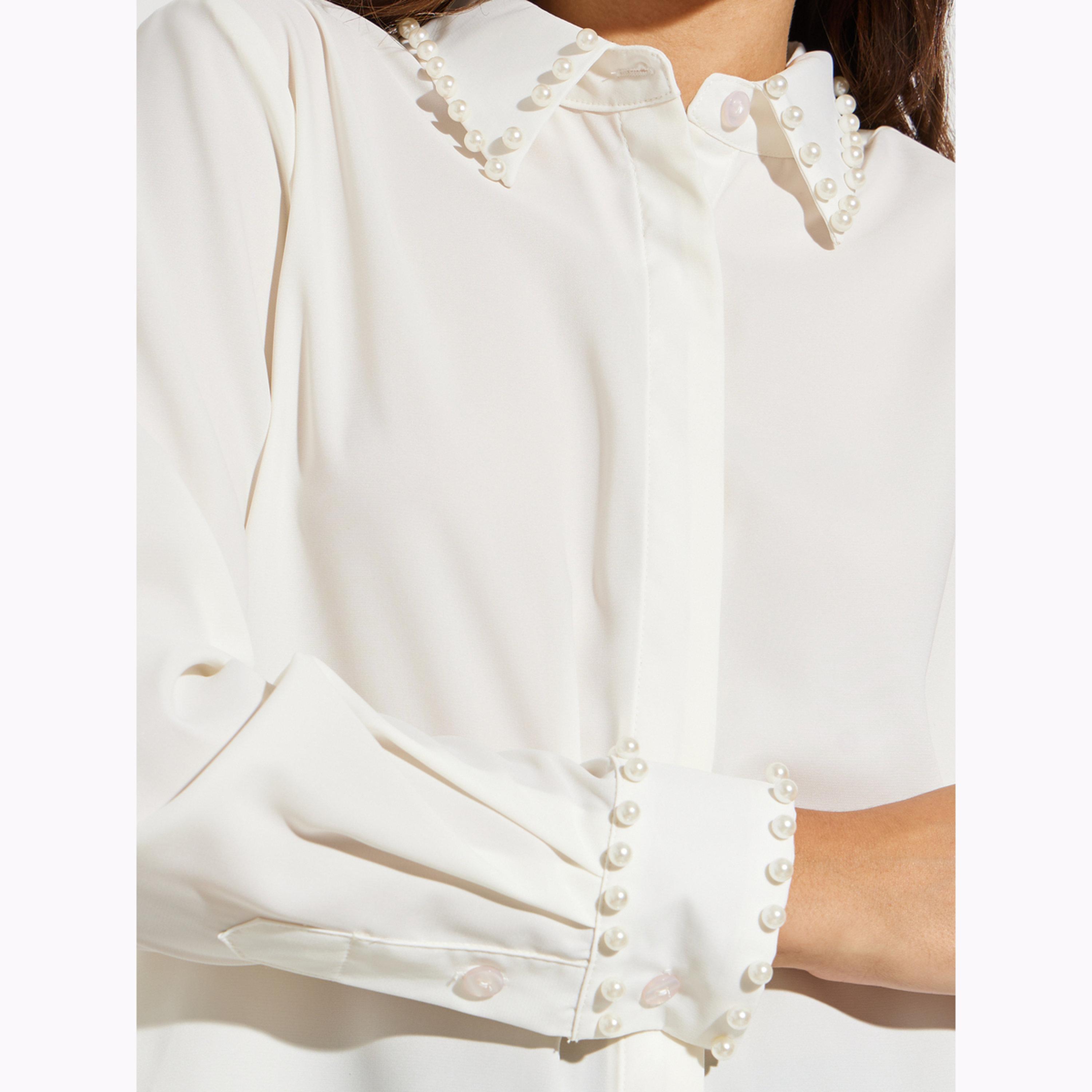 Styli Off White Faux Pearl Trim Shirt-women-clothing-shirtsandblouses-shirts-image-5