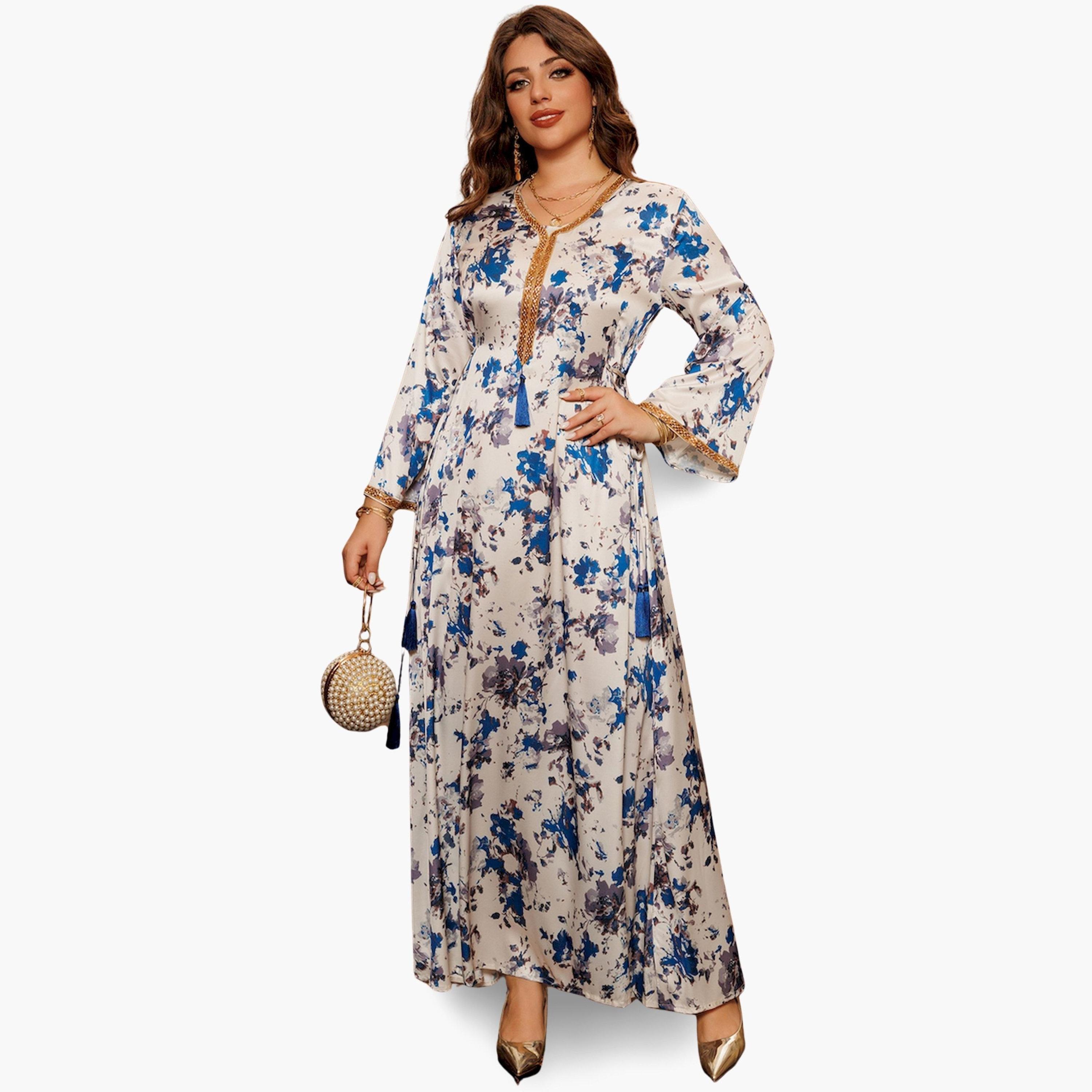 جلابية بطبعة زهور وقصة واسعة-women-arabicclothing-jalabiyas-image-1