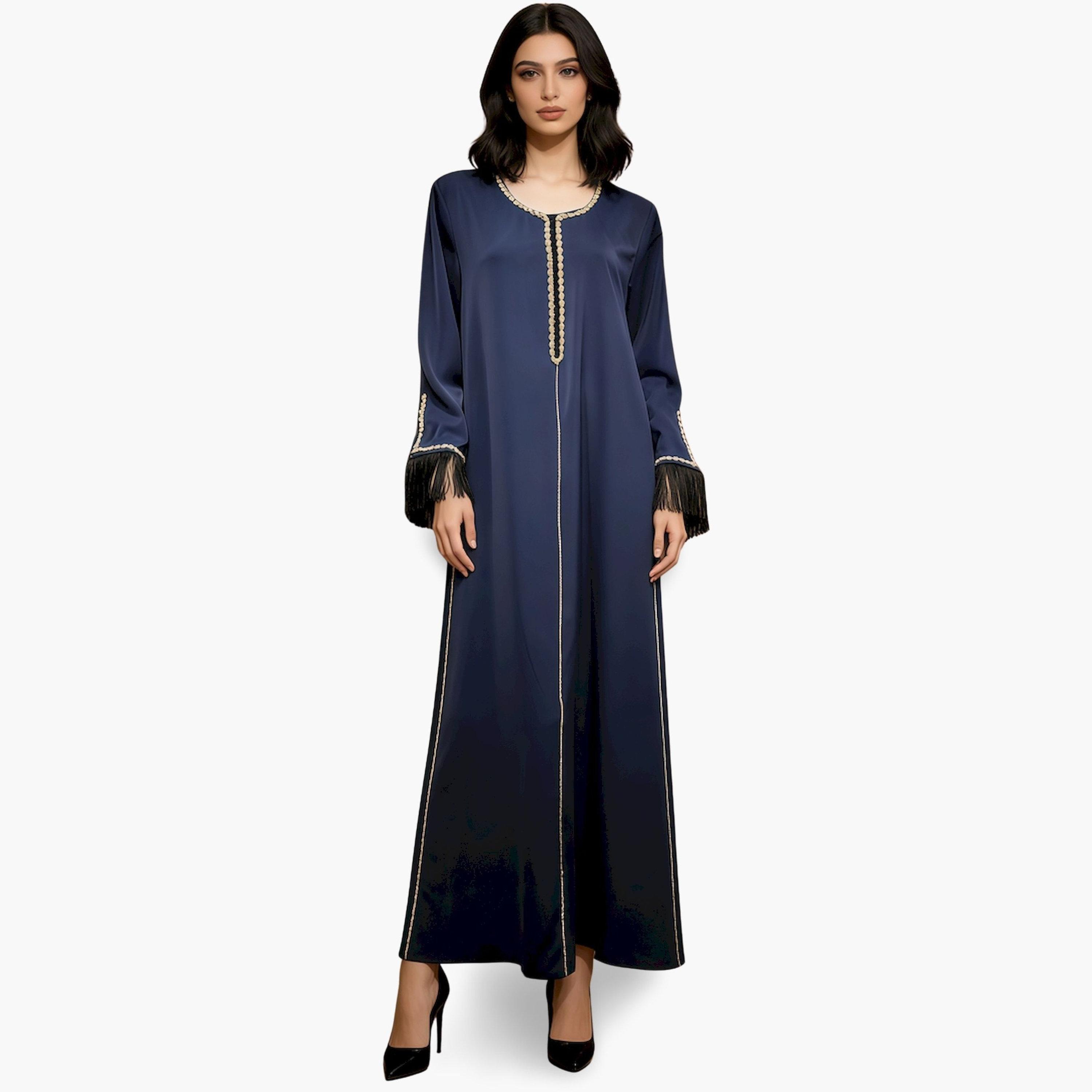 Take Two Women Navy Blue Embroidered A-Line Jalabiya-women-arabicclothing-jalabiyas-image-1