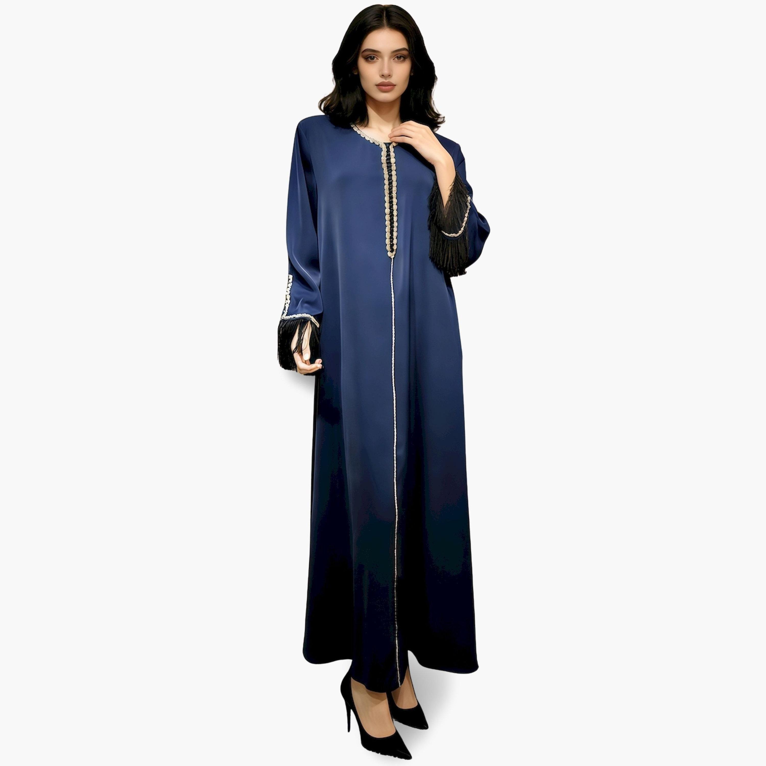Take Two Women Navy Blue Embroidered A-Line Jalabiya-women-arabicclothing-jalabiyas-image-6