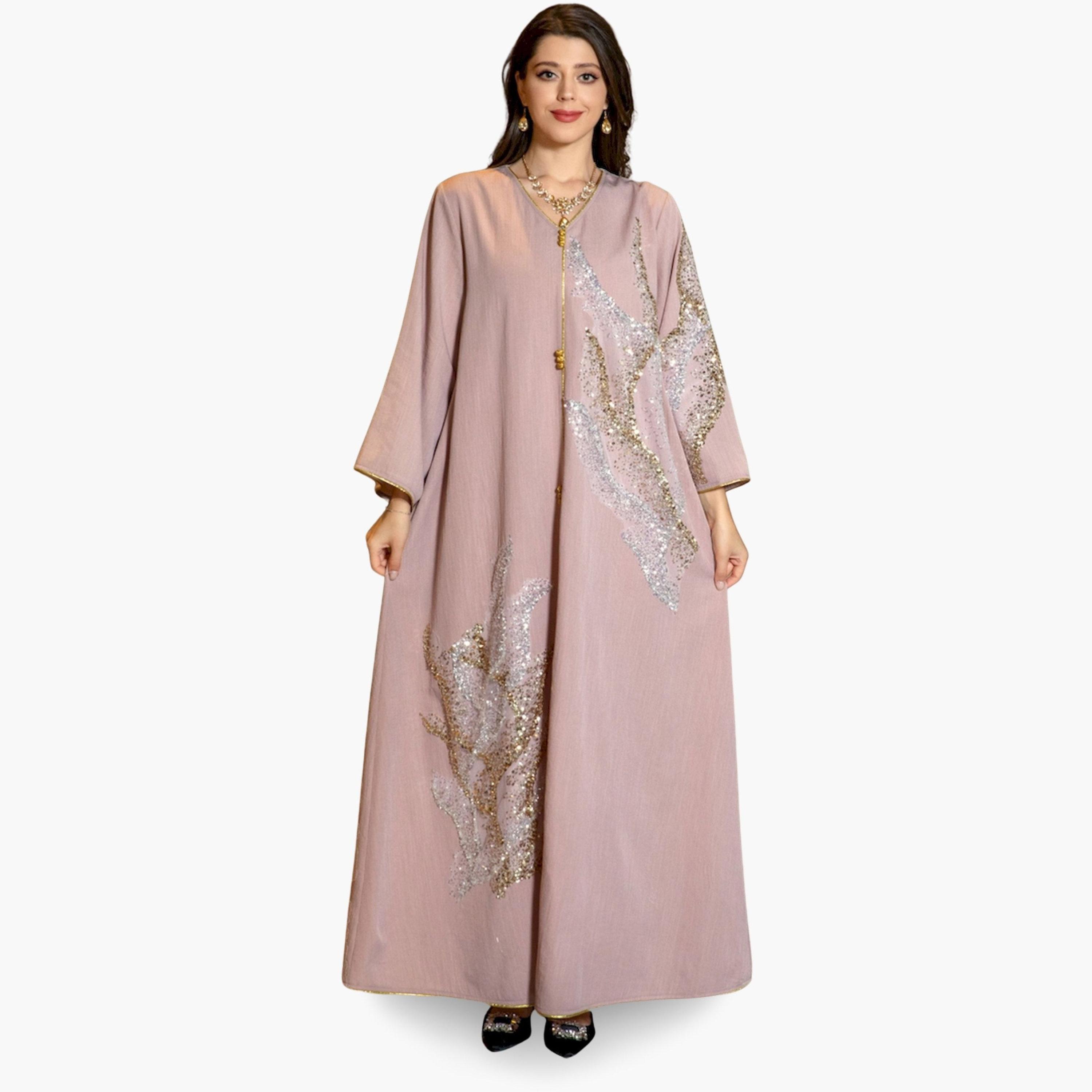 Take Two Women Pink Embellished A-Line Jalabiya-women-arabicclothing-jalabiyas-image-1