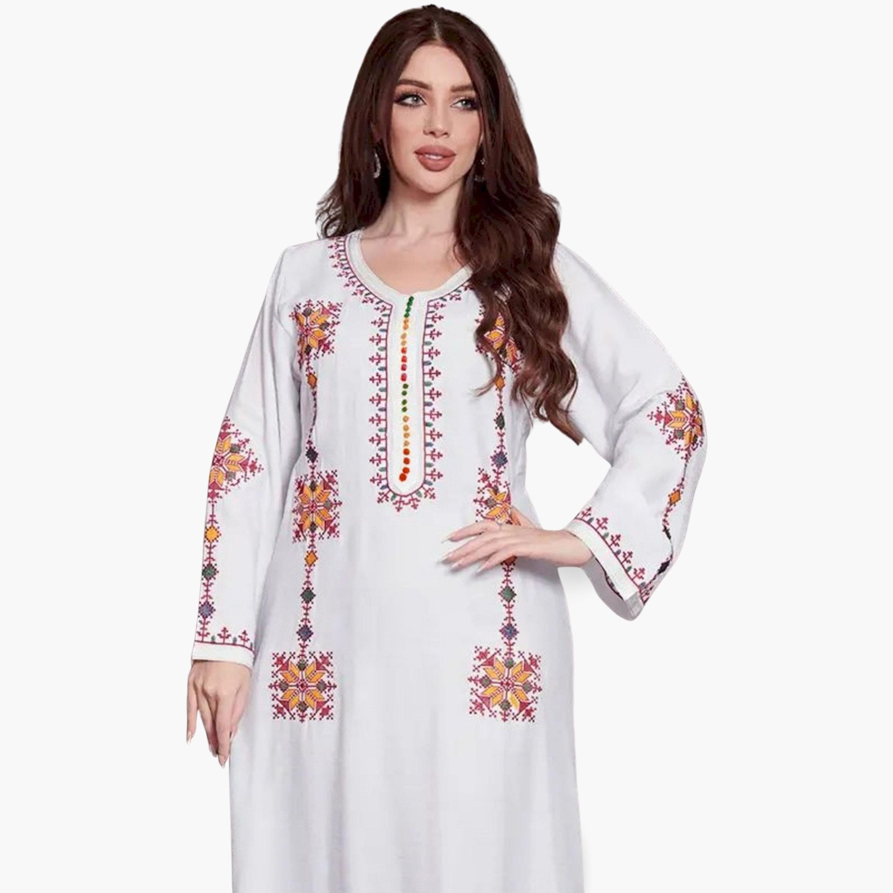 Take Two Women White Embroidered A-Line Jalabiya-women-arabicclothing-jalabiyas-image-4