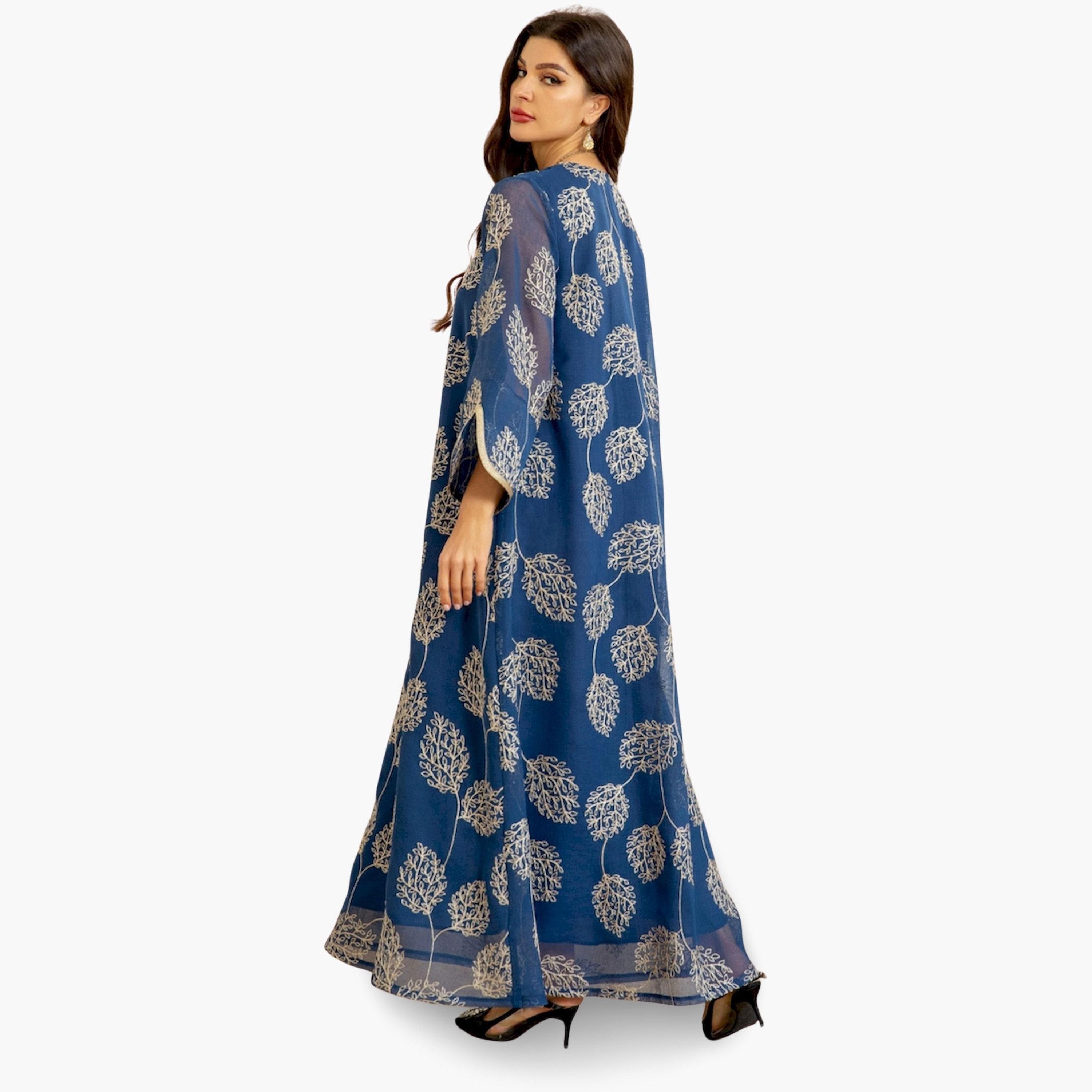 Take Two Women Blue Embroidered A-Line Jalabiya-women-arabicclothing-jalabiyas-image-4