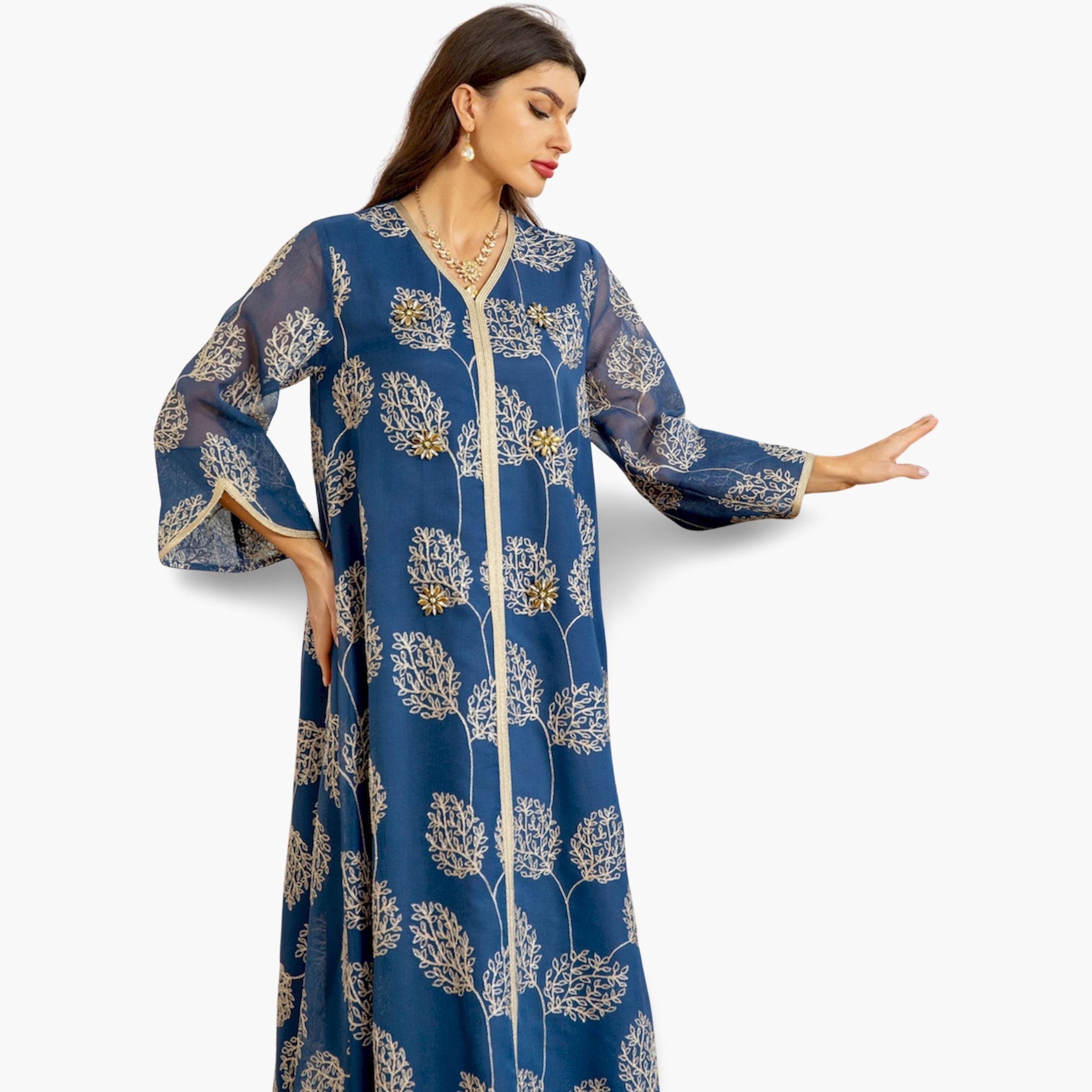 Take Two Women Blue Embroidered A-Line Jalabiya-women-arabicclothing-jalabiyas-image-6