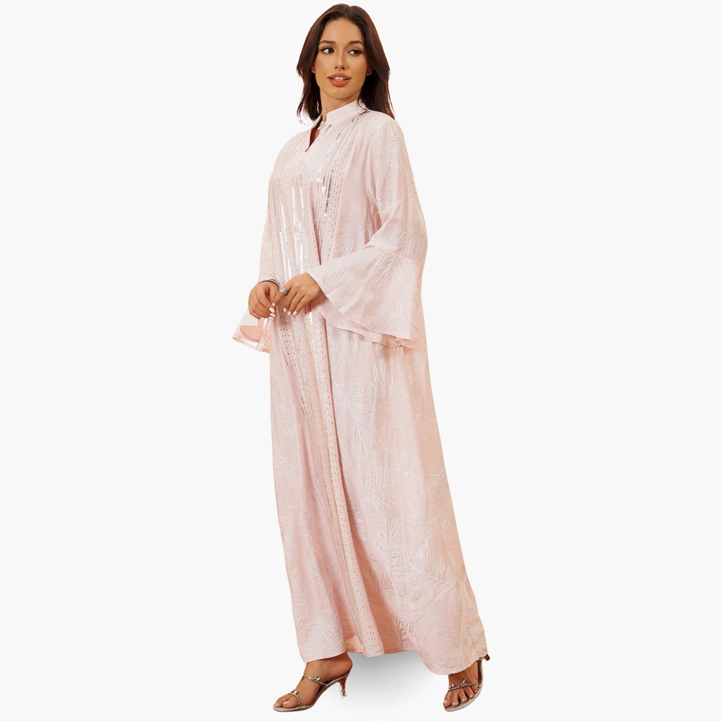 Take Two Women Pink Sequin Embellished Maxi Jalabiya-women-arabicclothing-jalabiyas-image-3