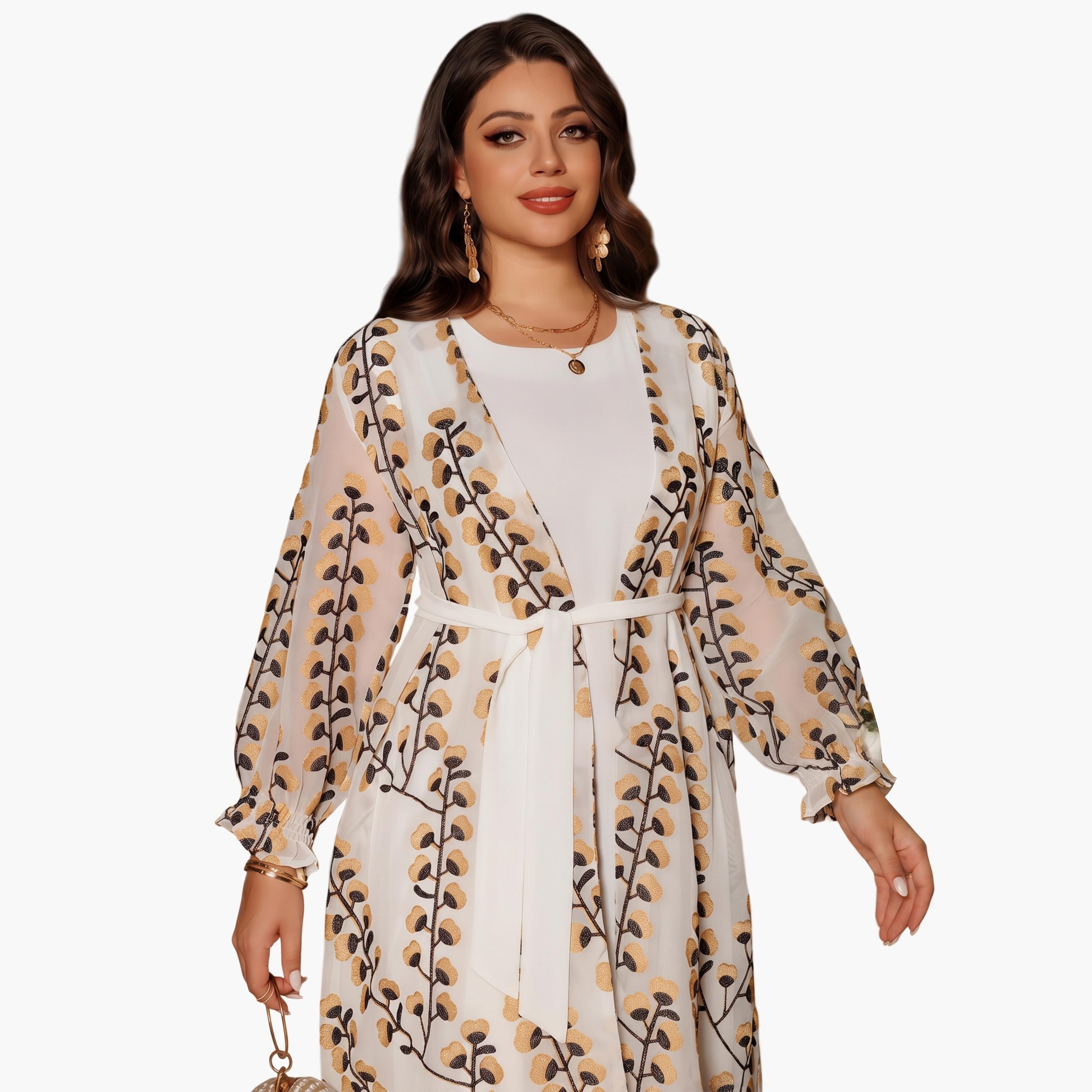 Take Two Cream Printed Abaya with Inner Maxi Dress-women-arabicclothing-sets-image-4