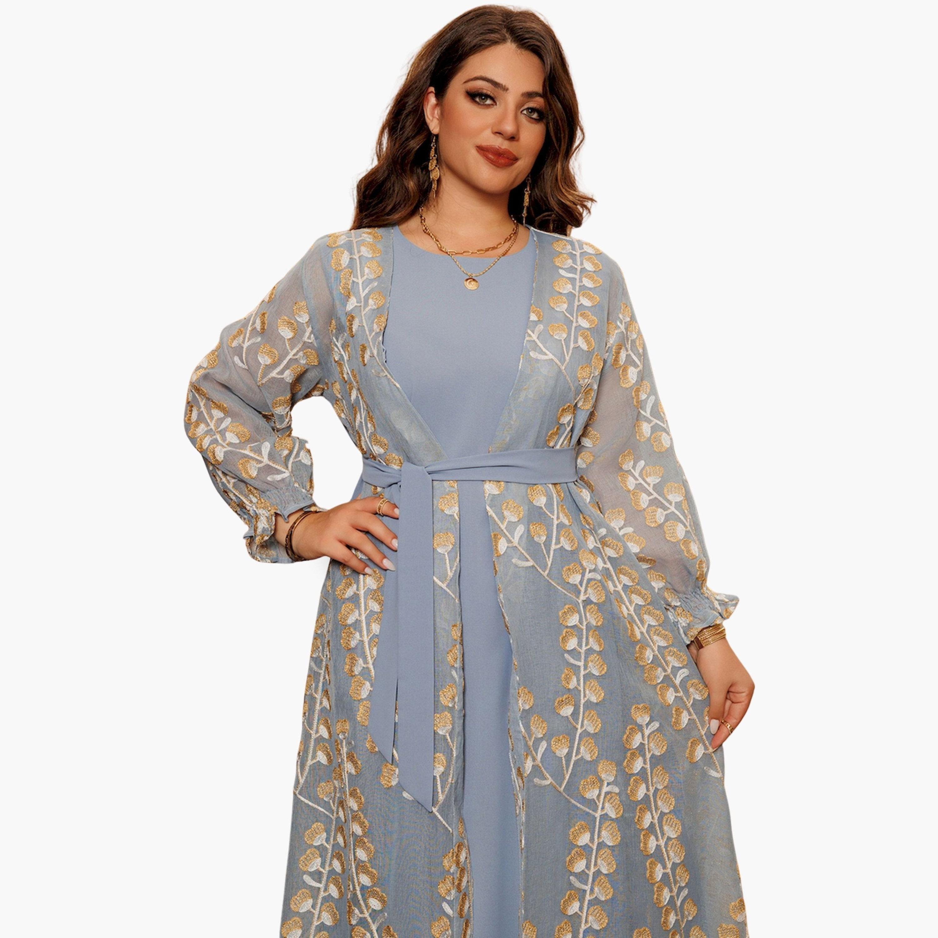 Take Two Embroidered Abaya and Dress Modest Set-women-arabicclothing-sets-image-2