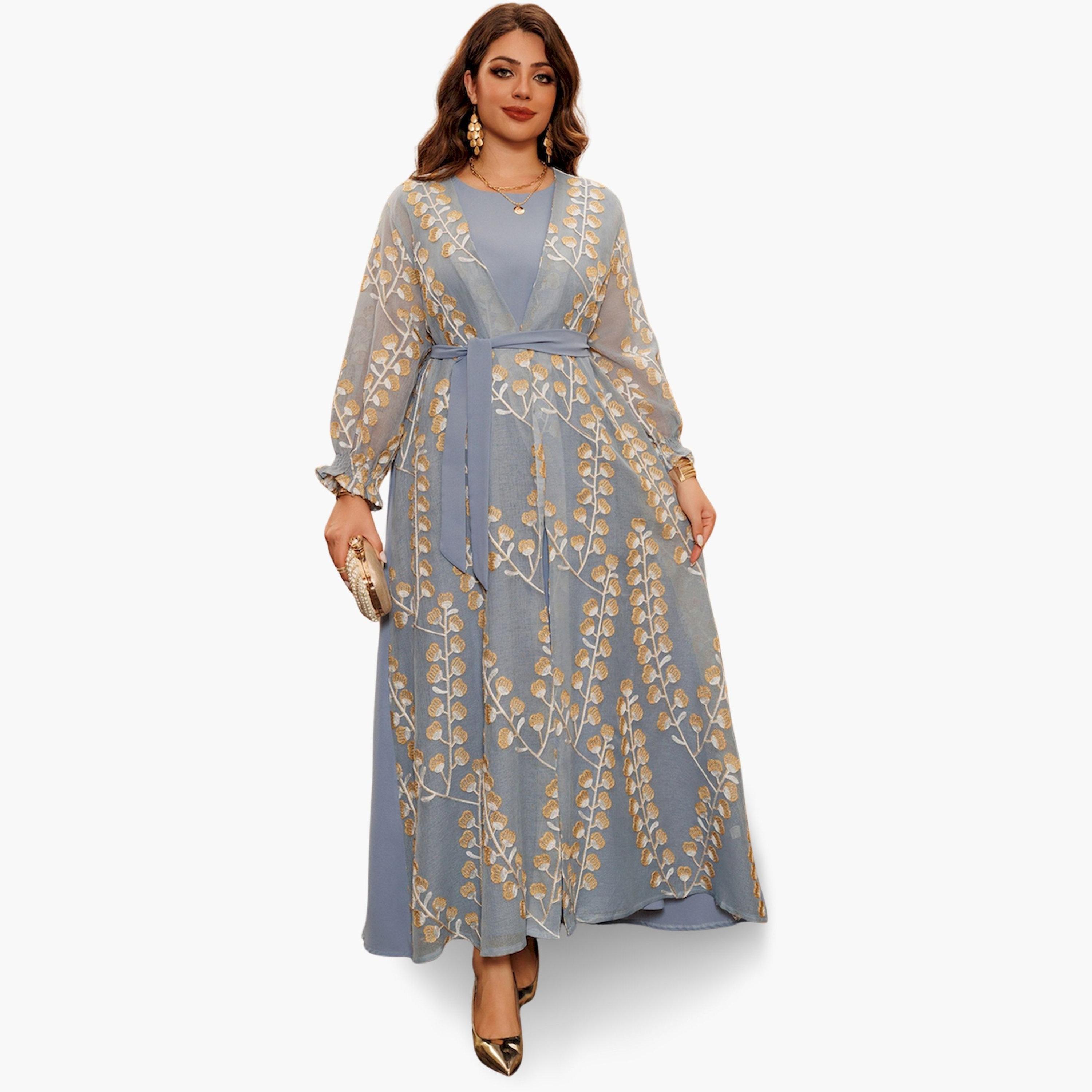 طقم عباية وفستان محتشم مطرز-women-arabicclothing-sets-image-3