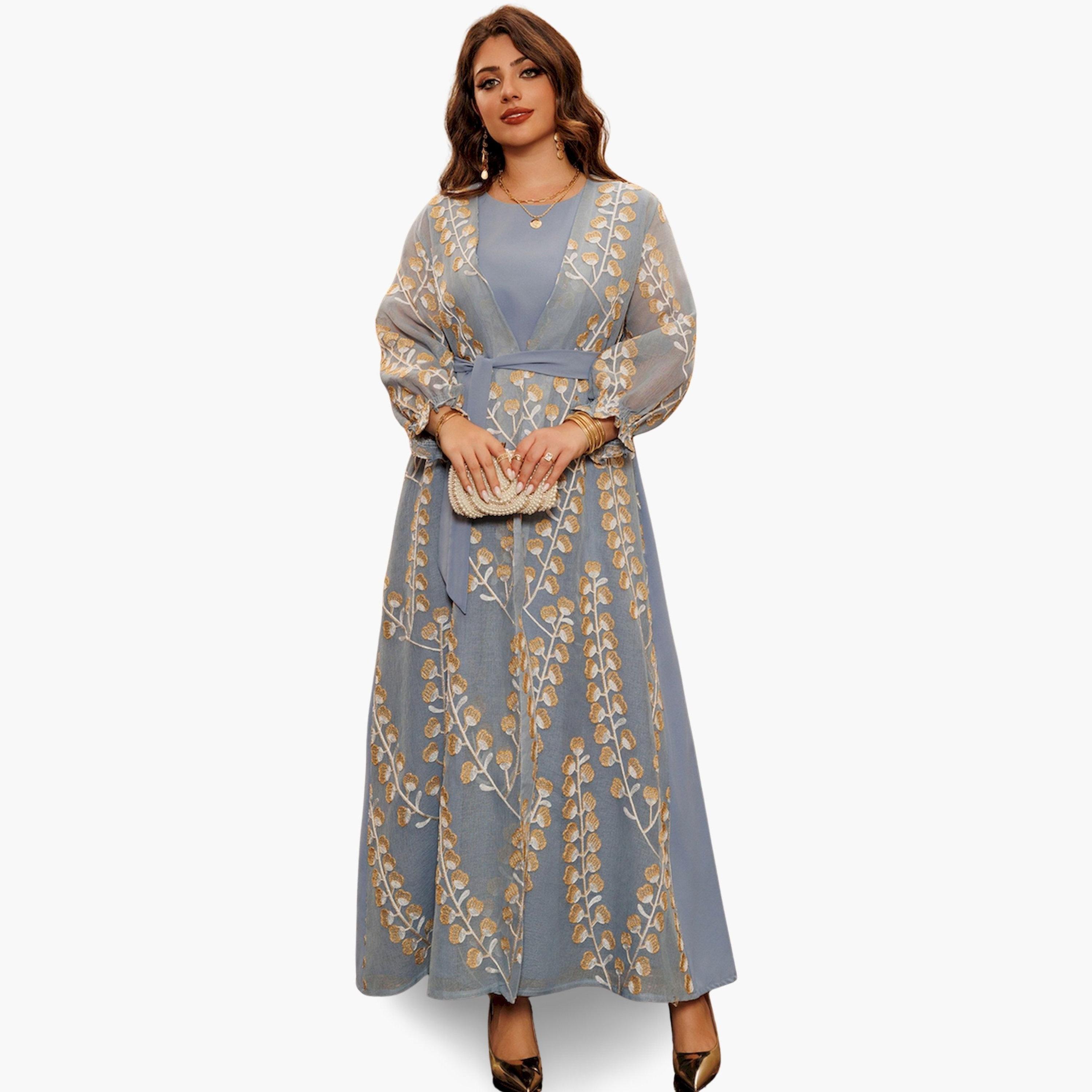 Take Two Embroidered Abaya and Dress Modest Set-women-arabicclothing-sets-image-4