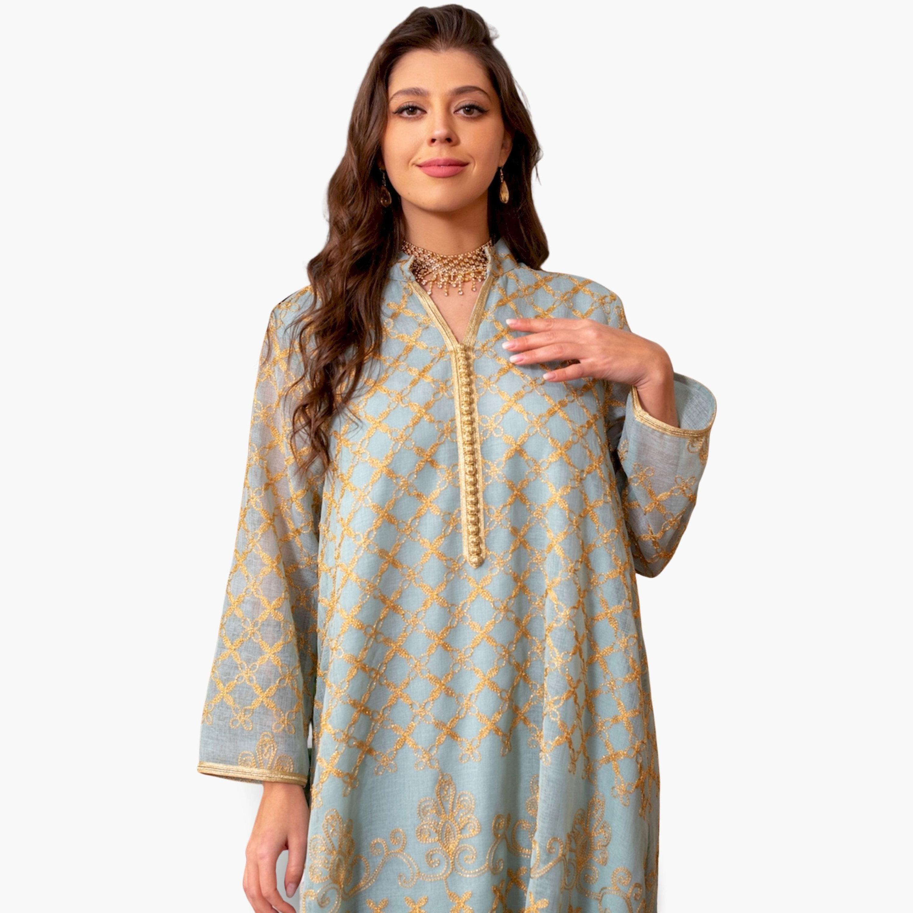 Take Two Women Embroidered A-Line Jalabiya-women-arabicclothing-jalabiyas-image-2