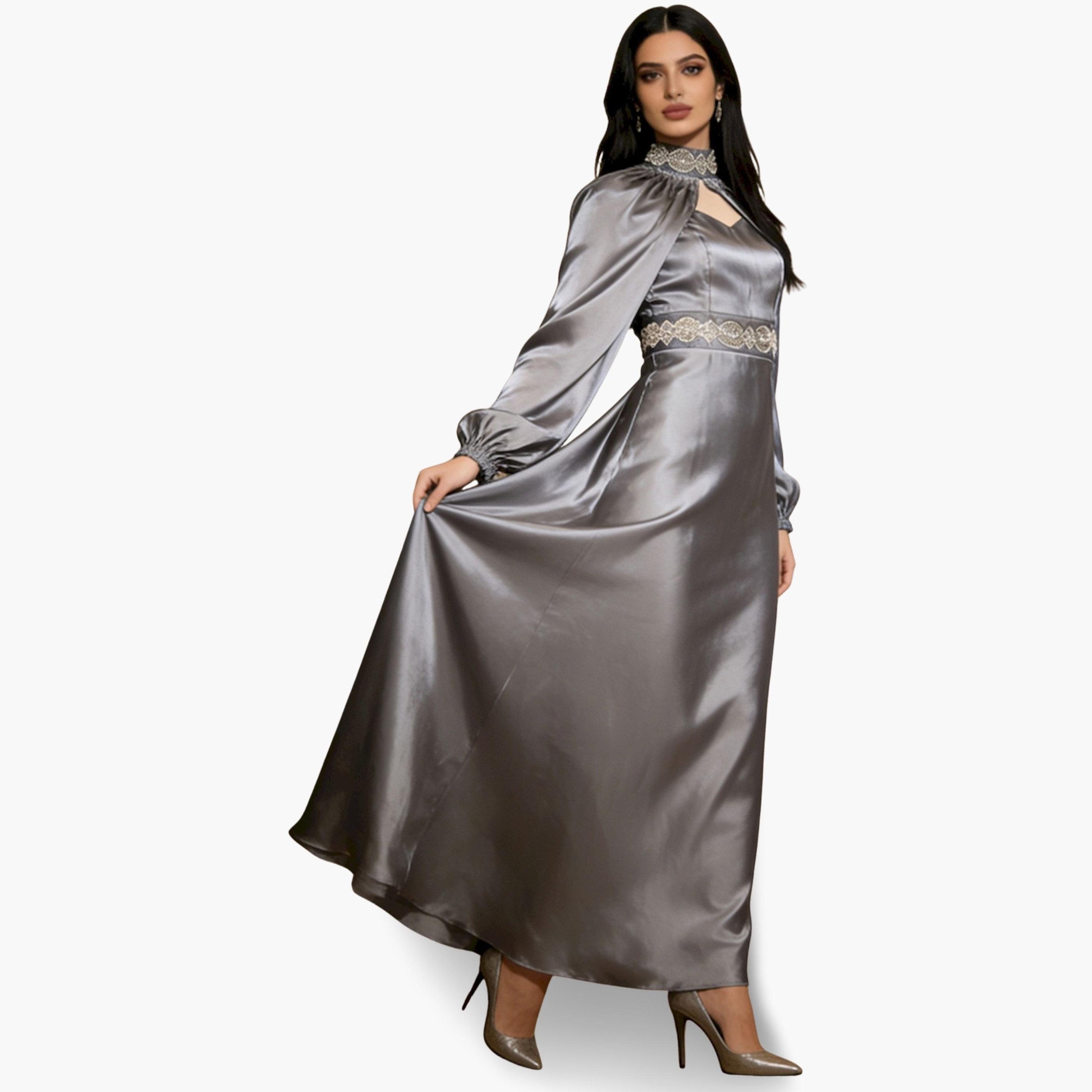 فستان طويل مزين بقصة واسعة-women-clothing-dresses-image-2