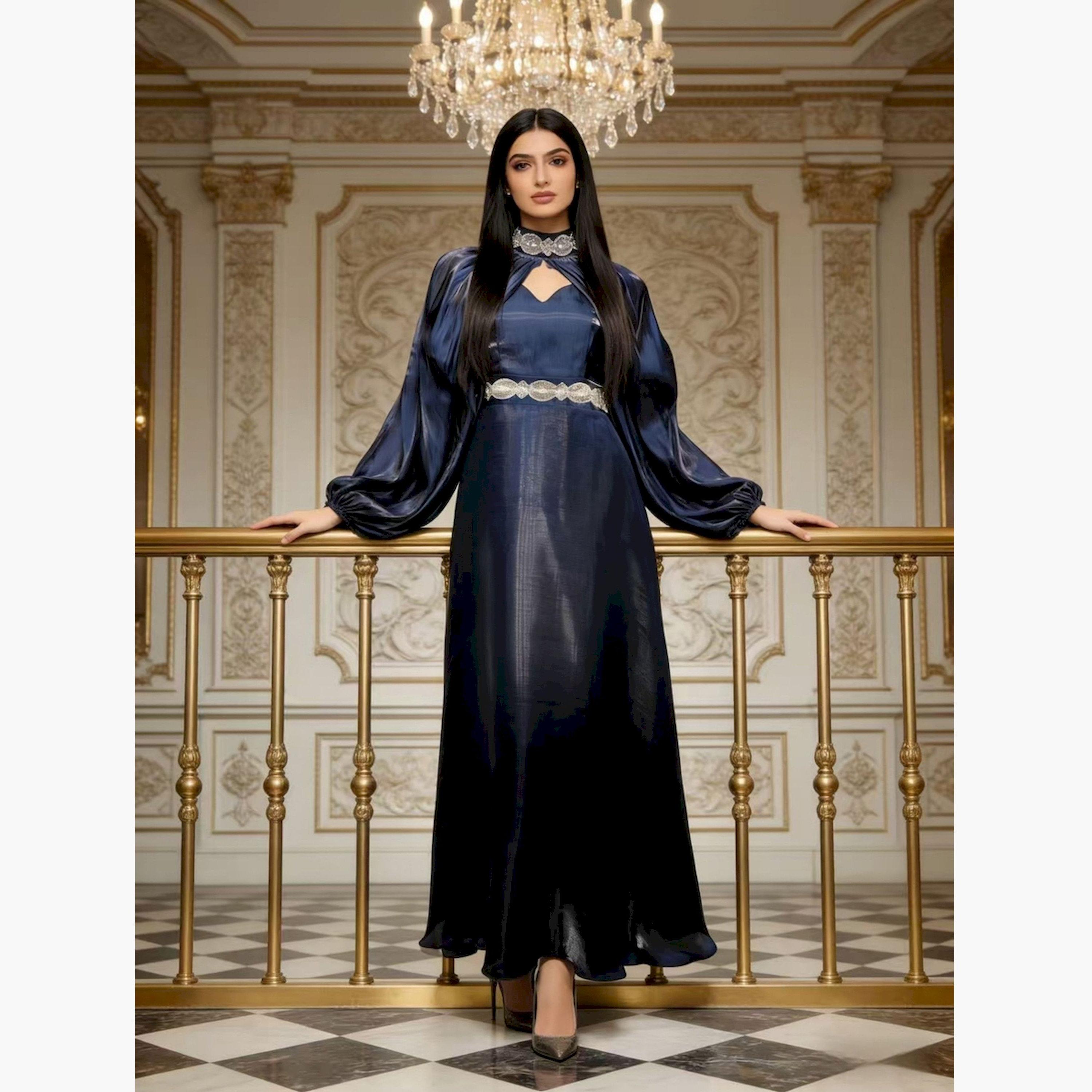 فستان طويل مزين بقصة واسعة-women-clothing-dresses-image-2