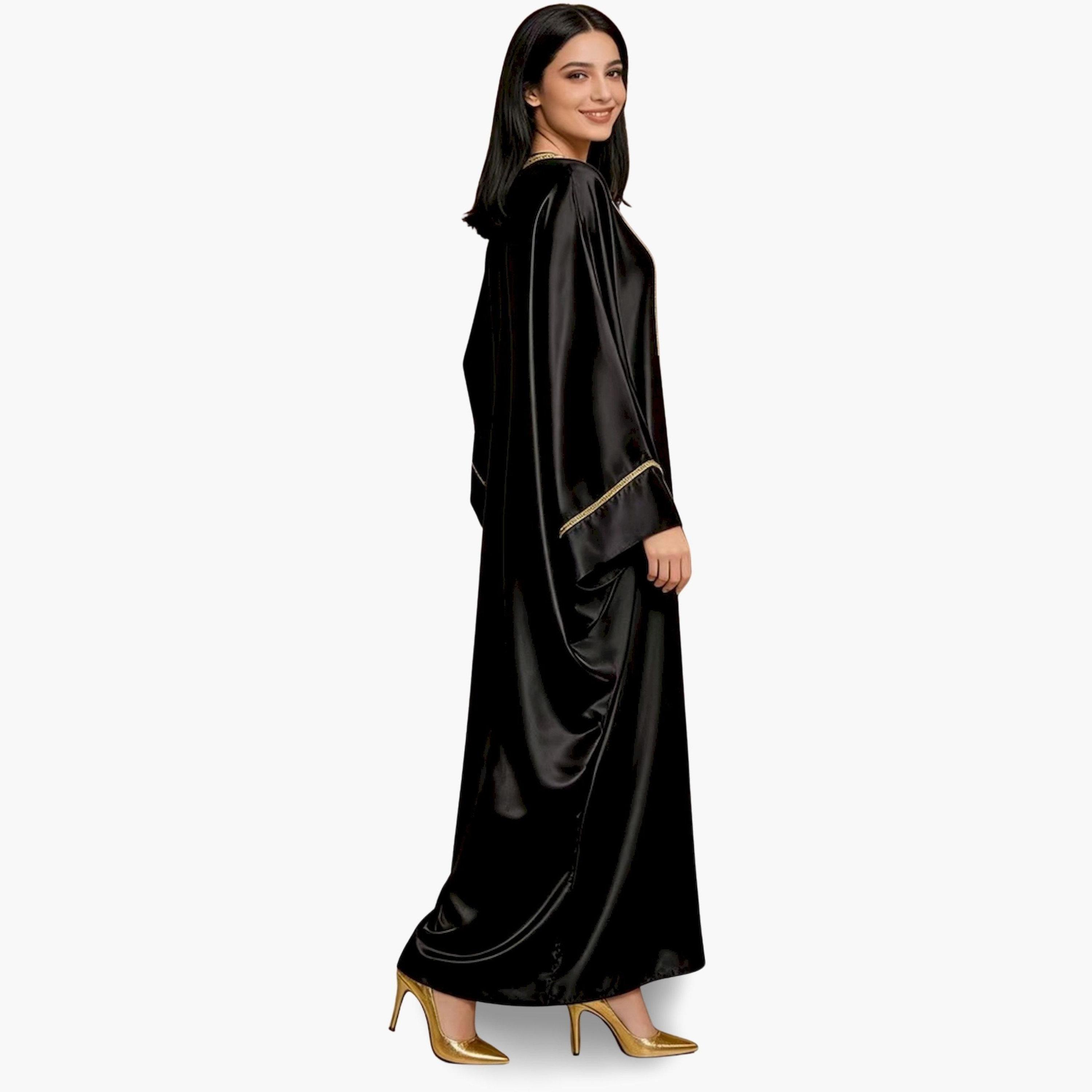 Take Two Women Black Embellished Satin Kaftan-women-arabicclothing-kaftan-image-5