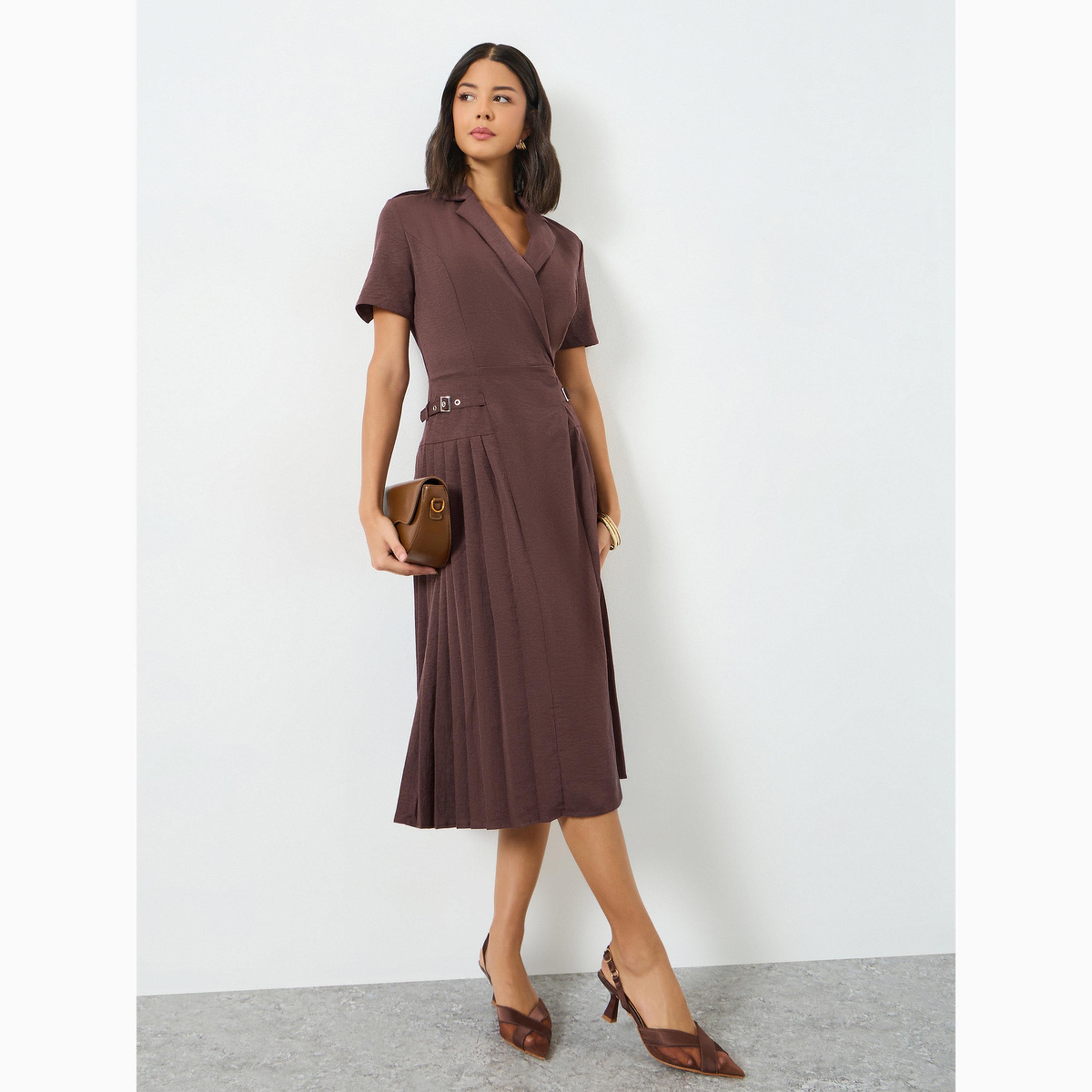 فستان ميدي بكسرات وتفاصيل مشبك-women-clothing-dresses-image-2