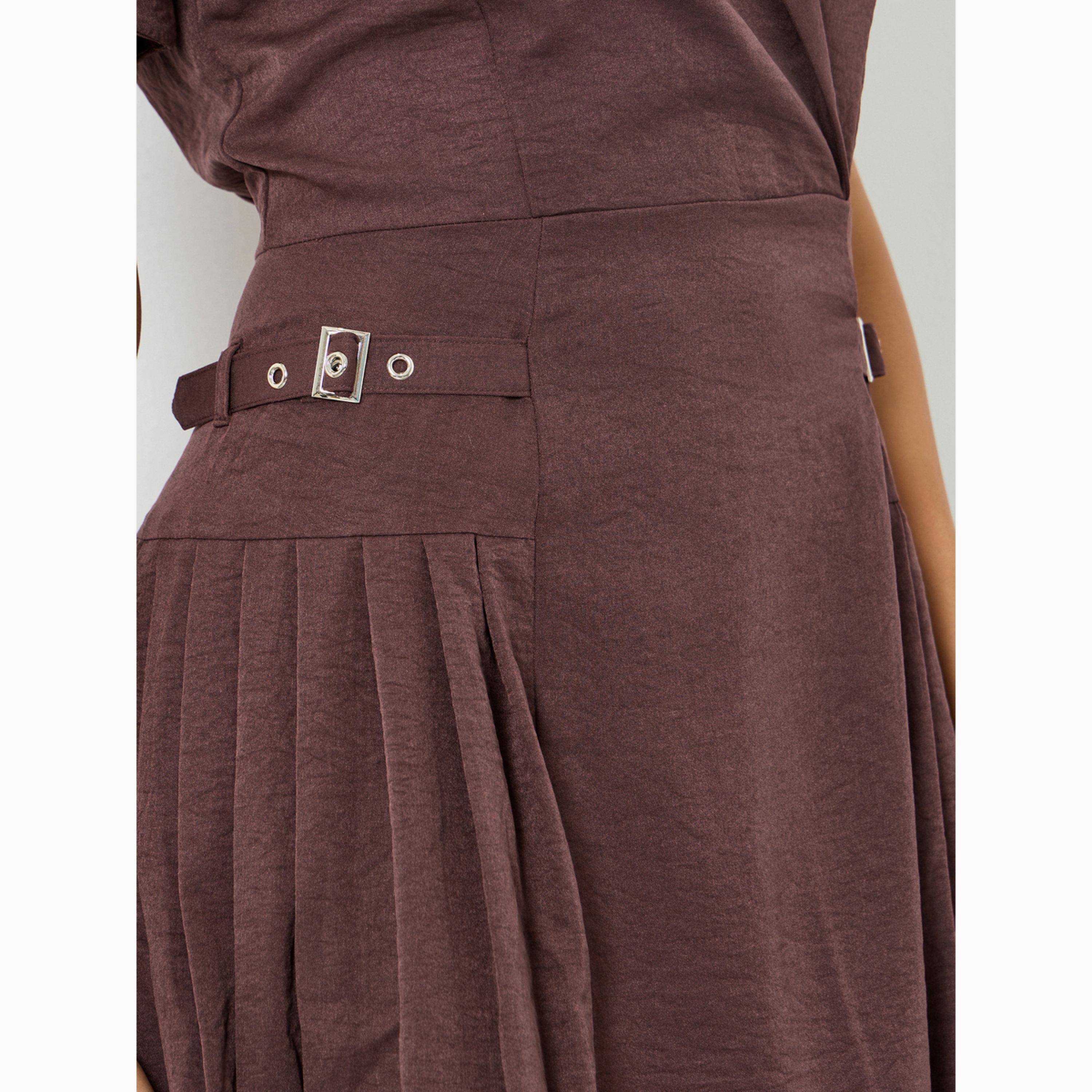 فستان ميدي بكسرات وتفاصيل مشبك-women-clothing-dresses-image-4