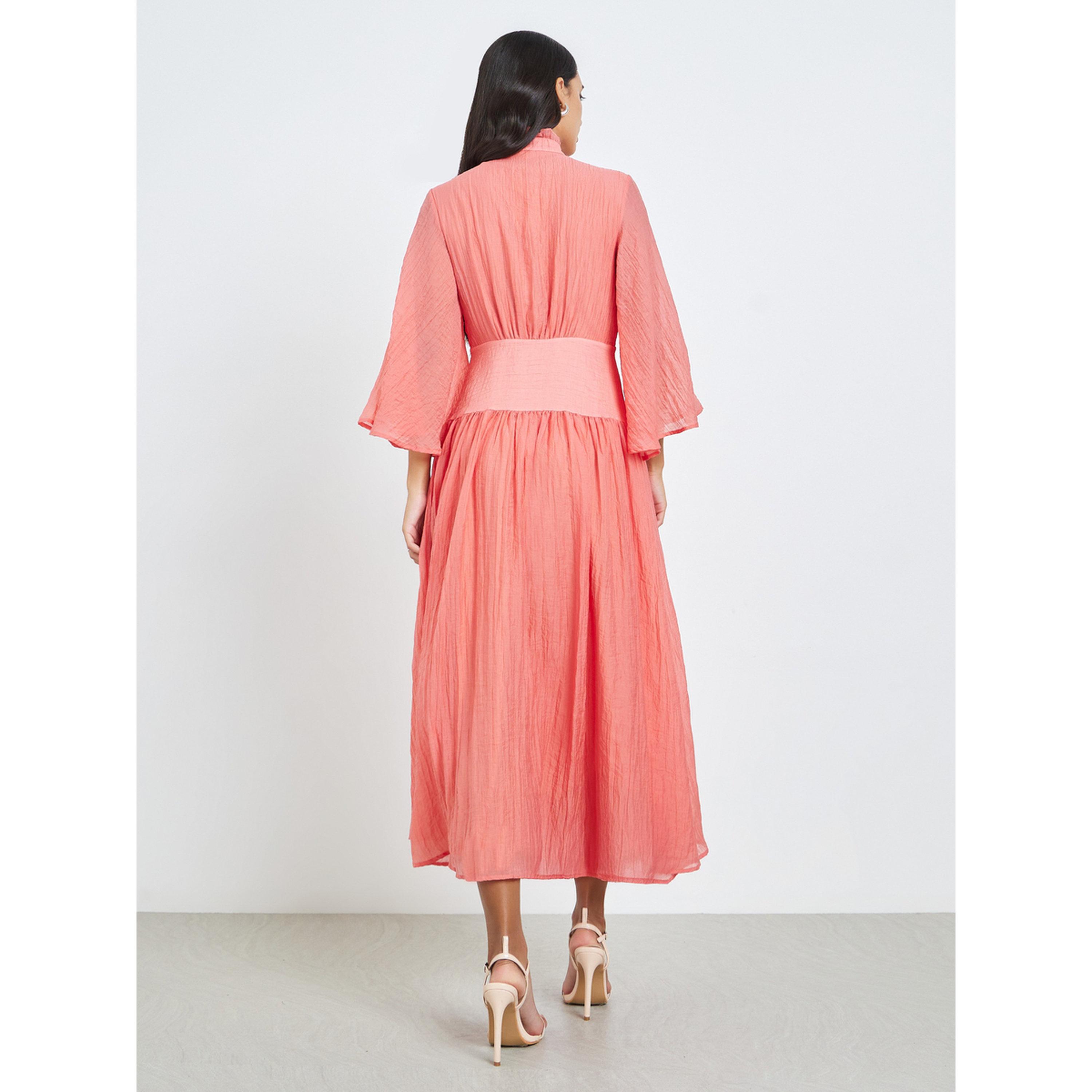 Styli Pink Crinkle A-Line Maxi Dress-women-clothing-dresses-image-3