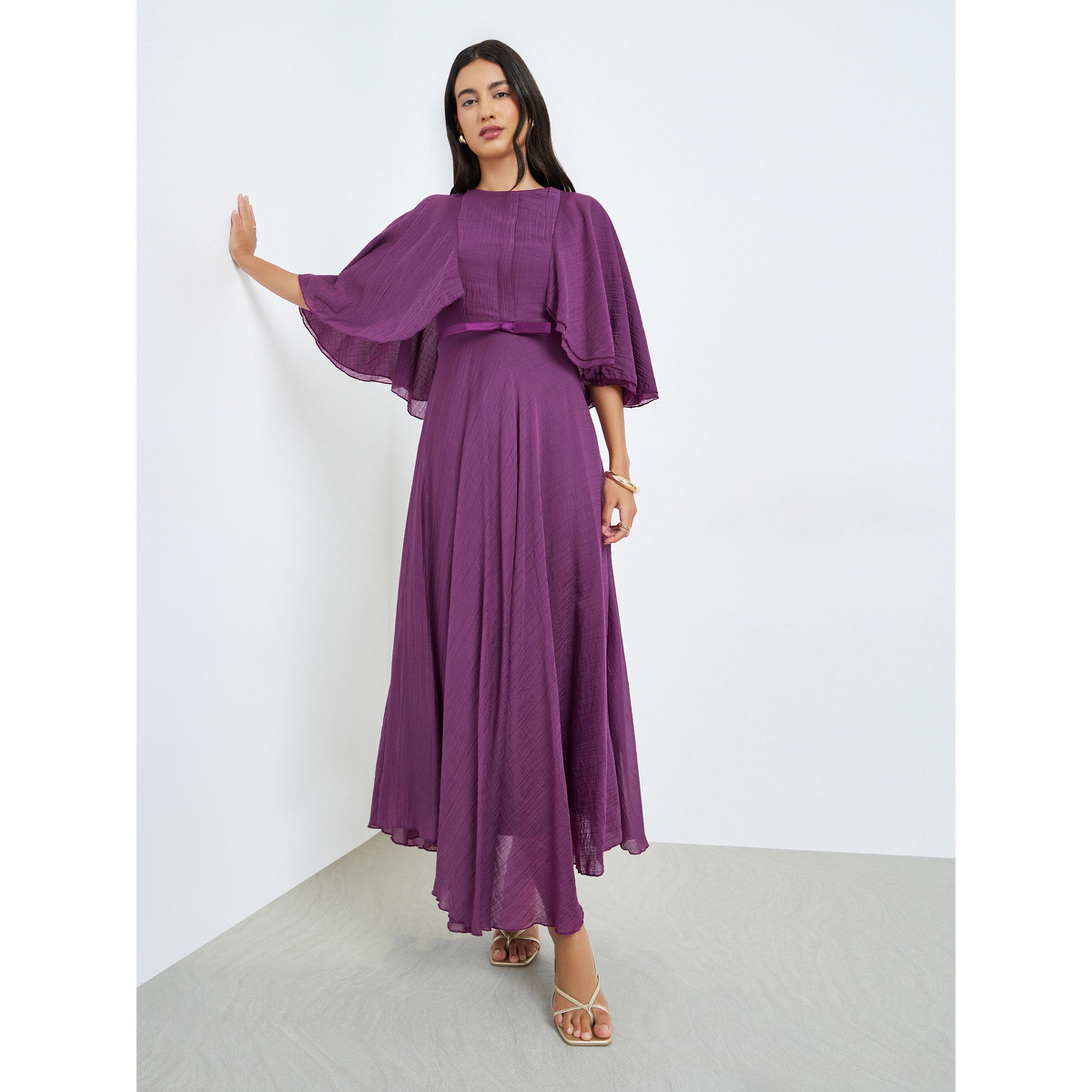 Styli Purple Cape Sleeve A-Line Maxi Dress-women-clothing-dresses-image-3