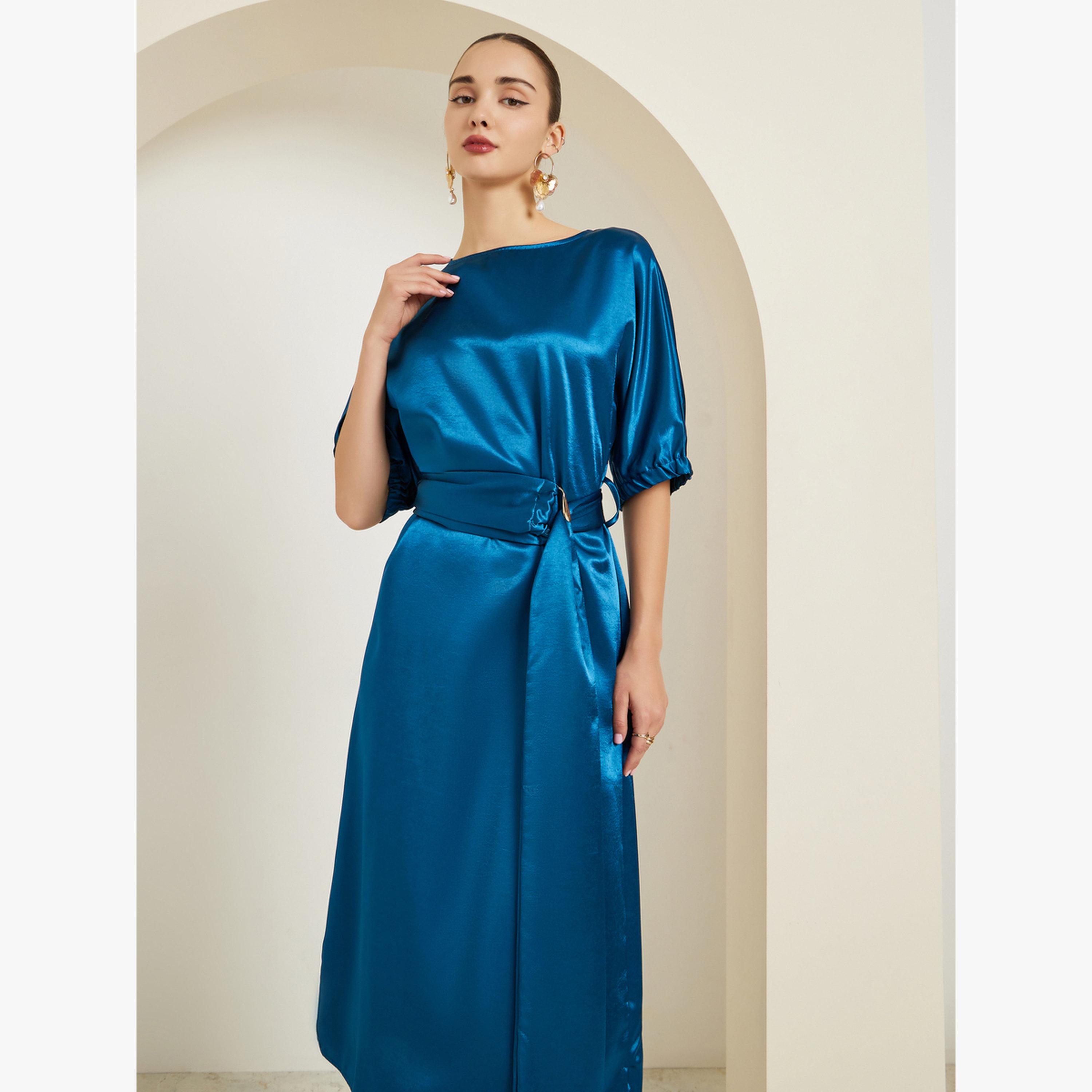 فستان ميدي ساتان مع حزام-women-clothing-dresses-image-2