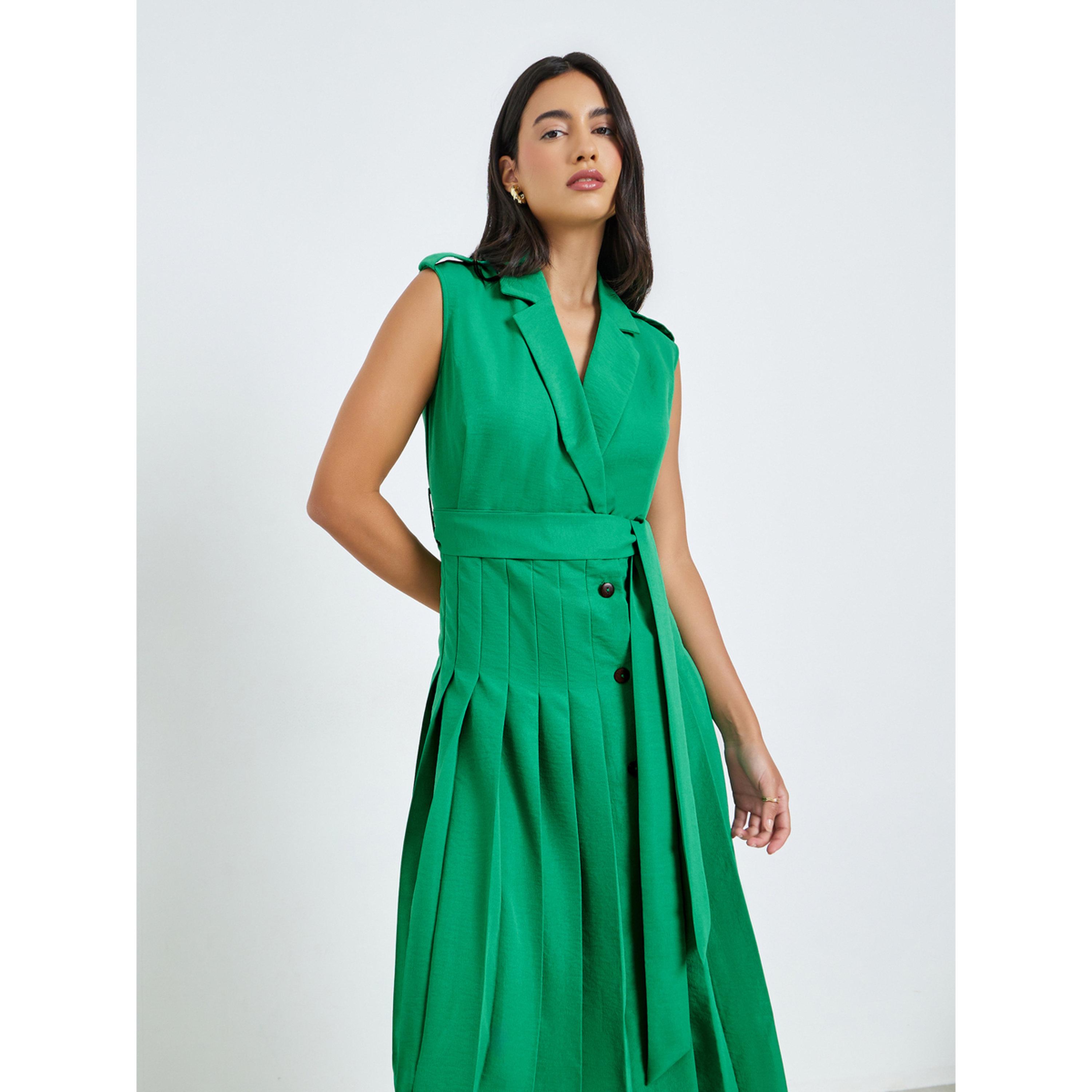 فستان ميدي بنمط بليزر مع حزام ربط-women-clothing-dresses-image-2
