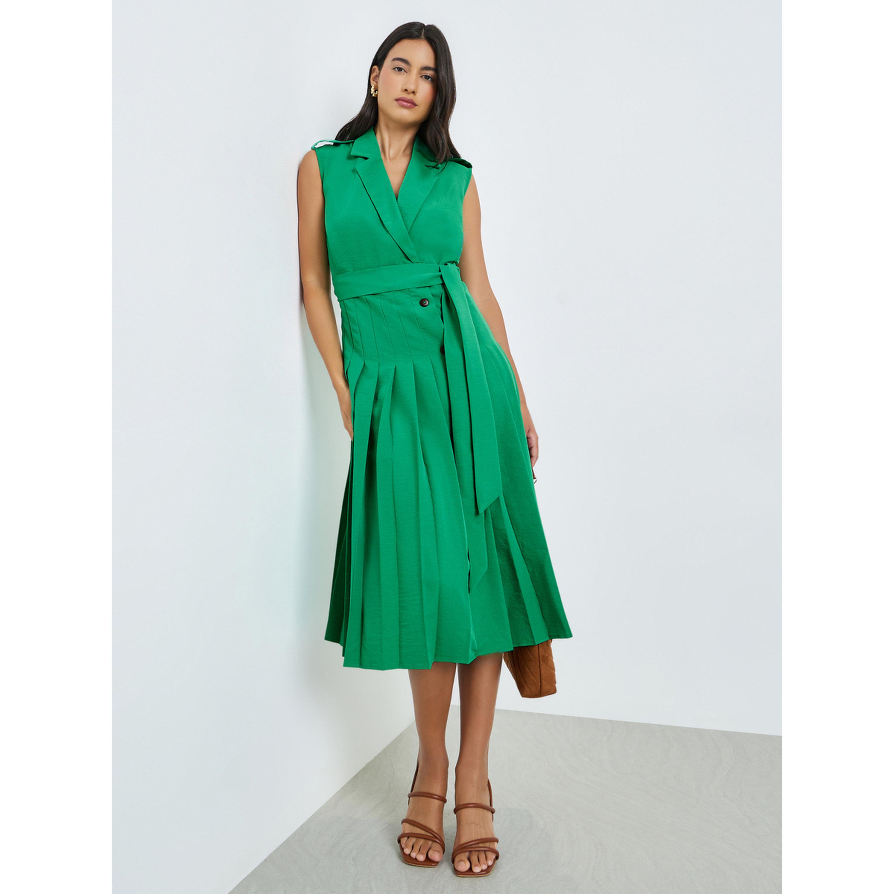 فستان ميدي بنمط بليزر مع حزام ربط-women-clothing-dresses-image-3