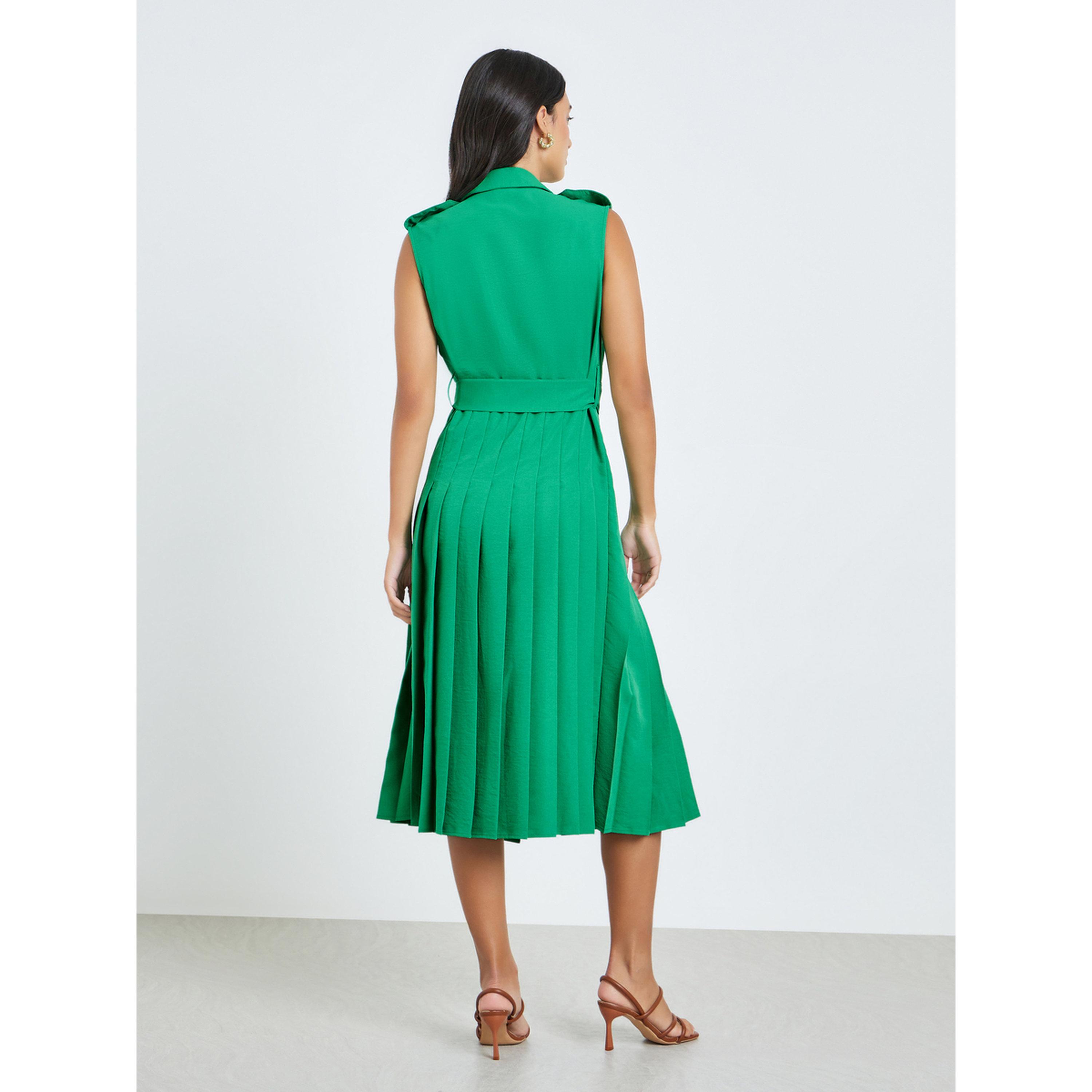 فستان ميدي بنمط بليزر مع حزام ربط-women-clothing-dresses-image-4