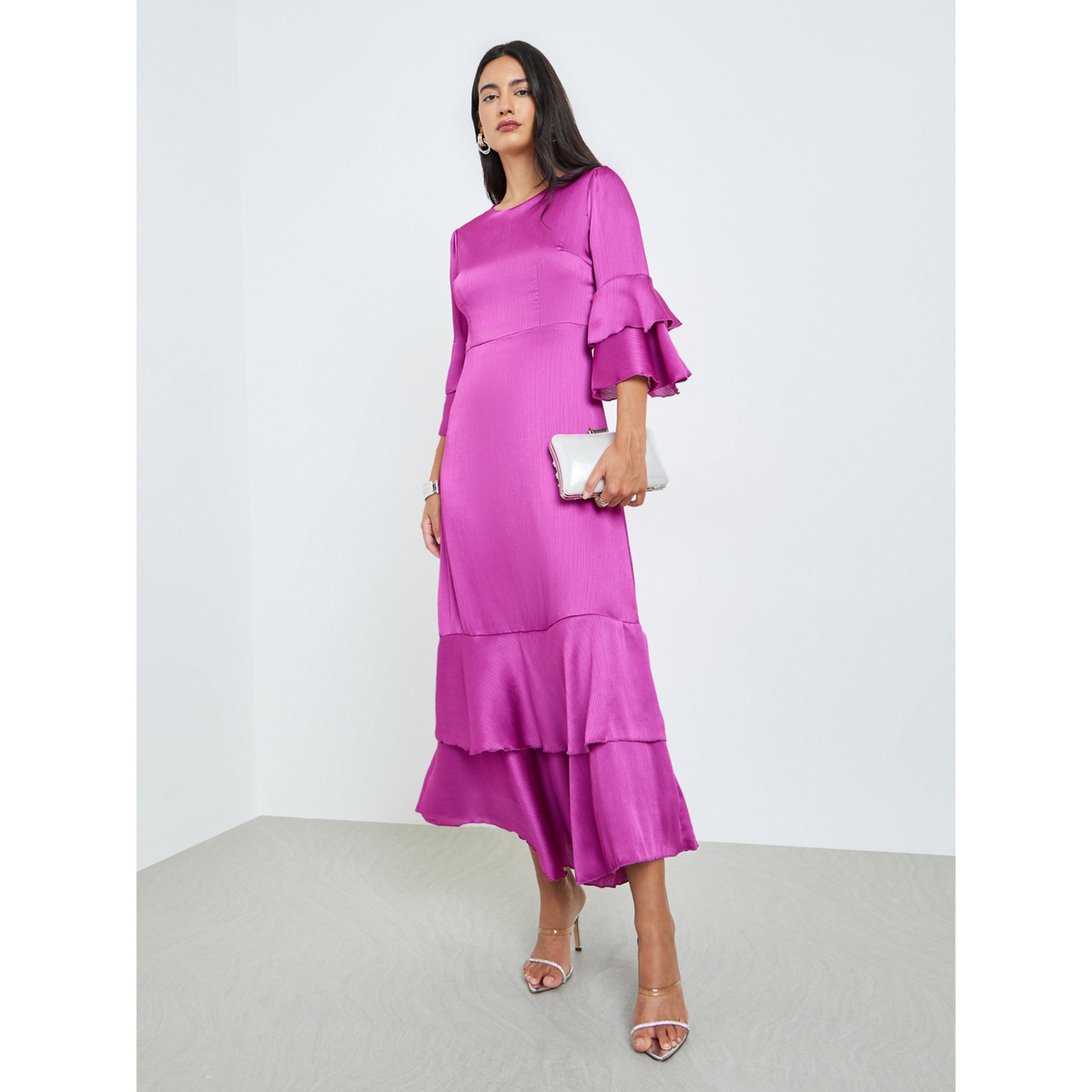 Styli Purple Flute Sleeves A-Line Maxi Dress-women-clothing-dresses-image-1