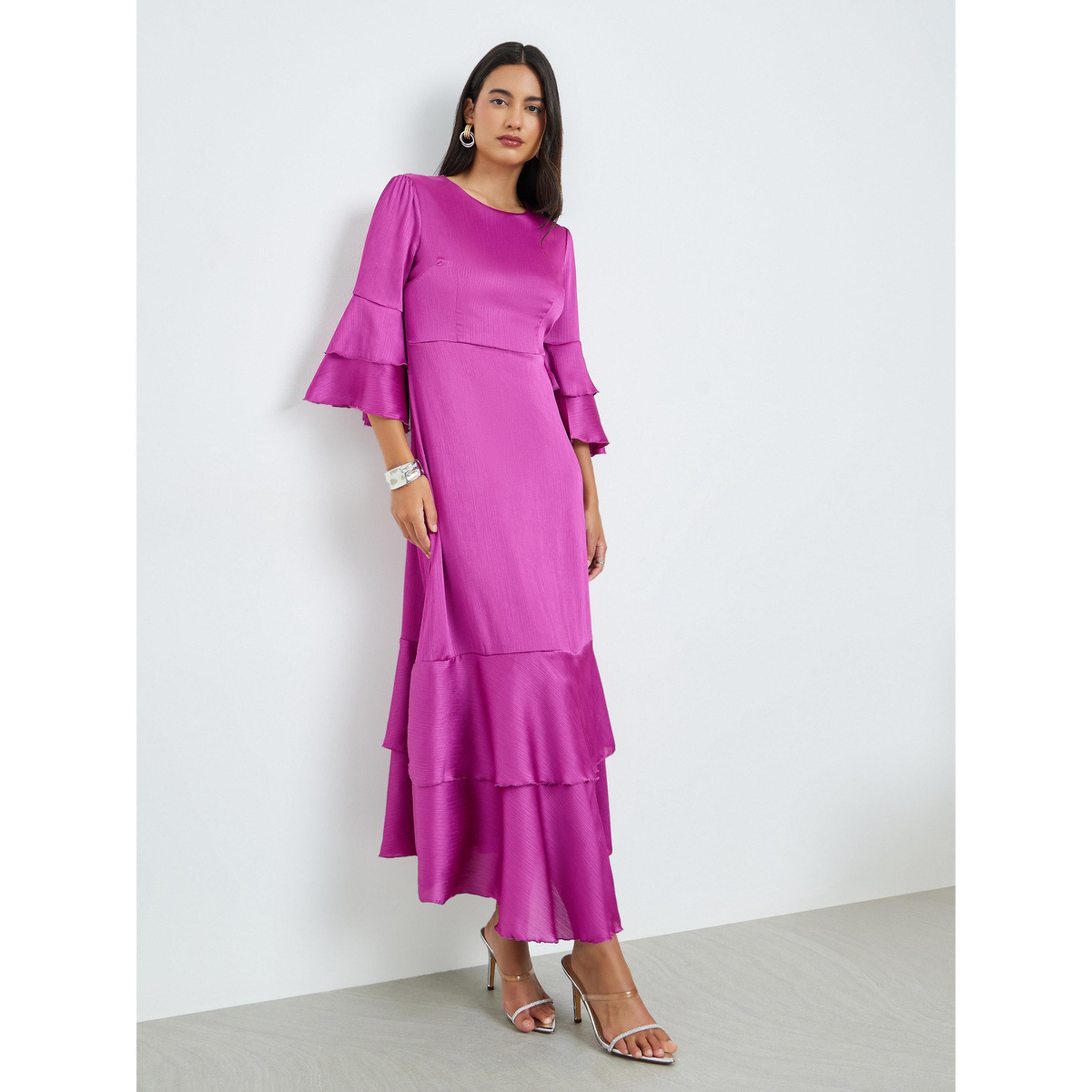 Styli Purple Flute Sleeves A-Line Maxi Dress-women-clothing-dresses-image-3