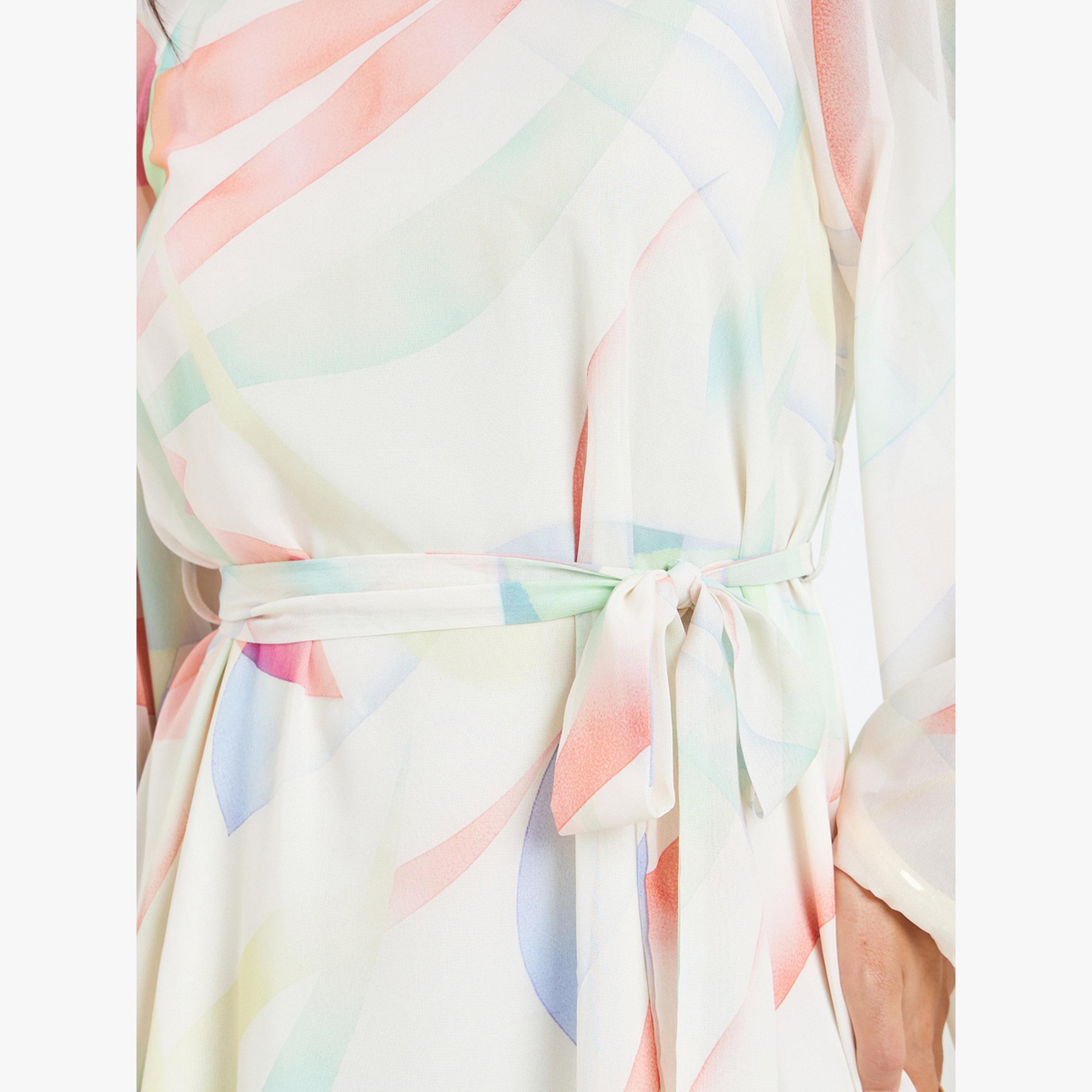 فستان طويل بأكمام كاب وحزام ربط-women-clothing-dresses-image-5