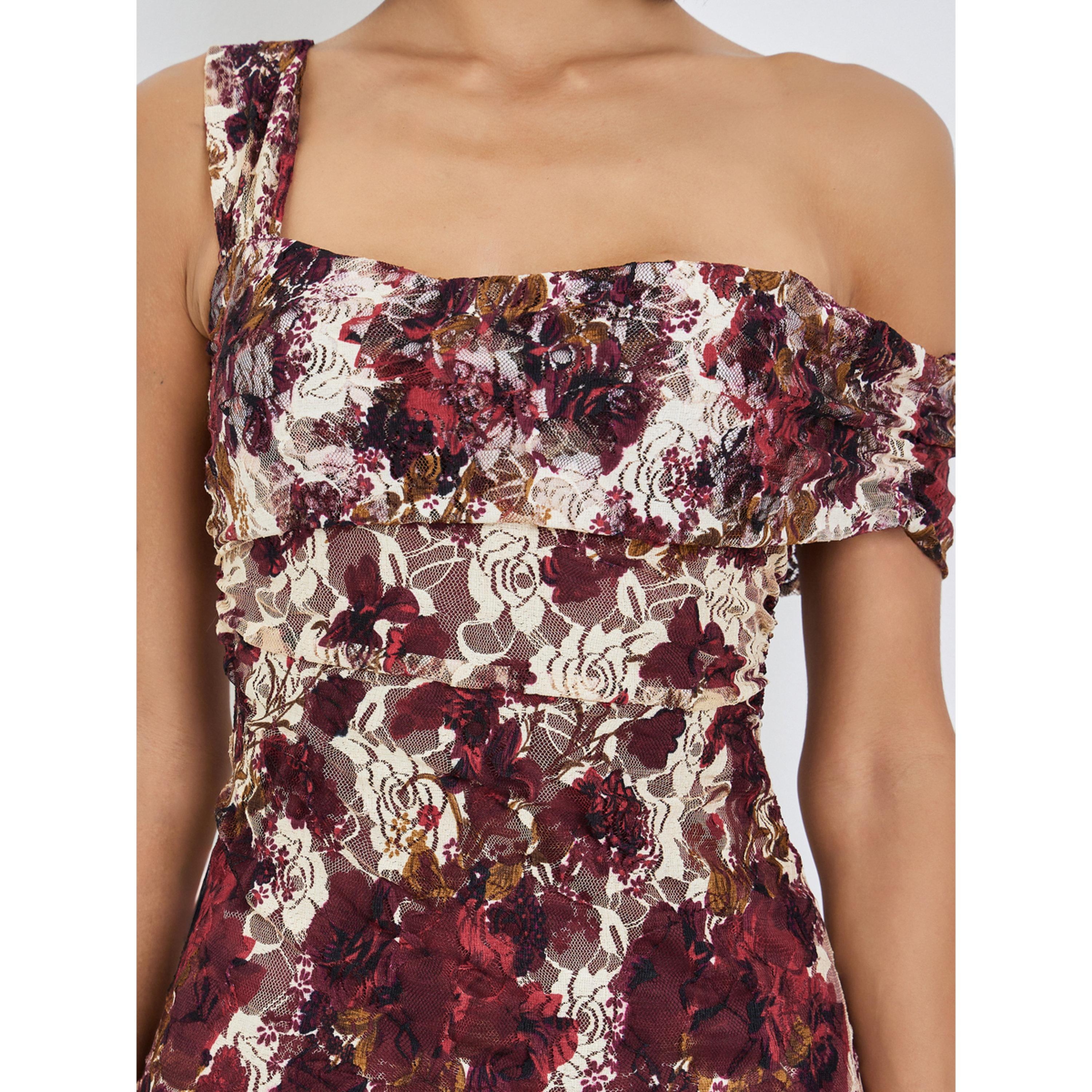 فستان طويل بكتف واحد من الدانتيل بنقشة زهور-women-clothing-dresses-image-5