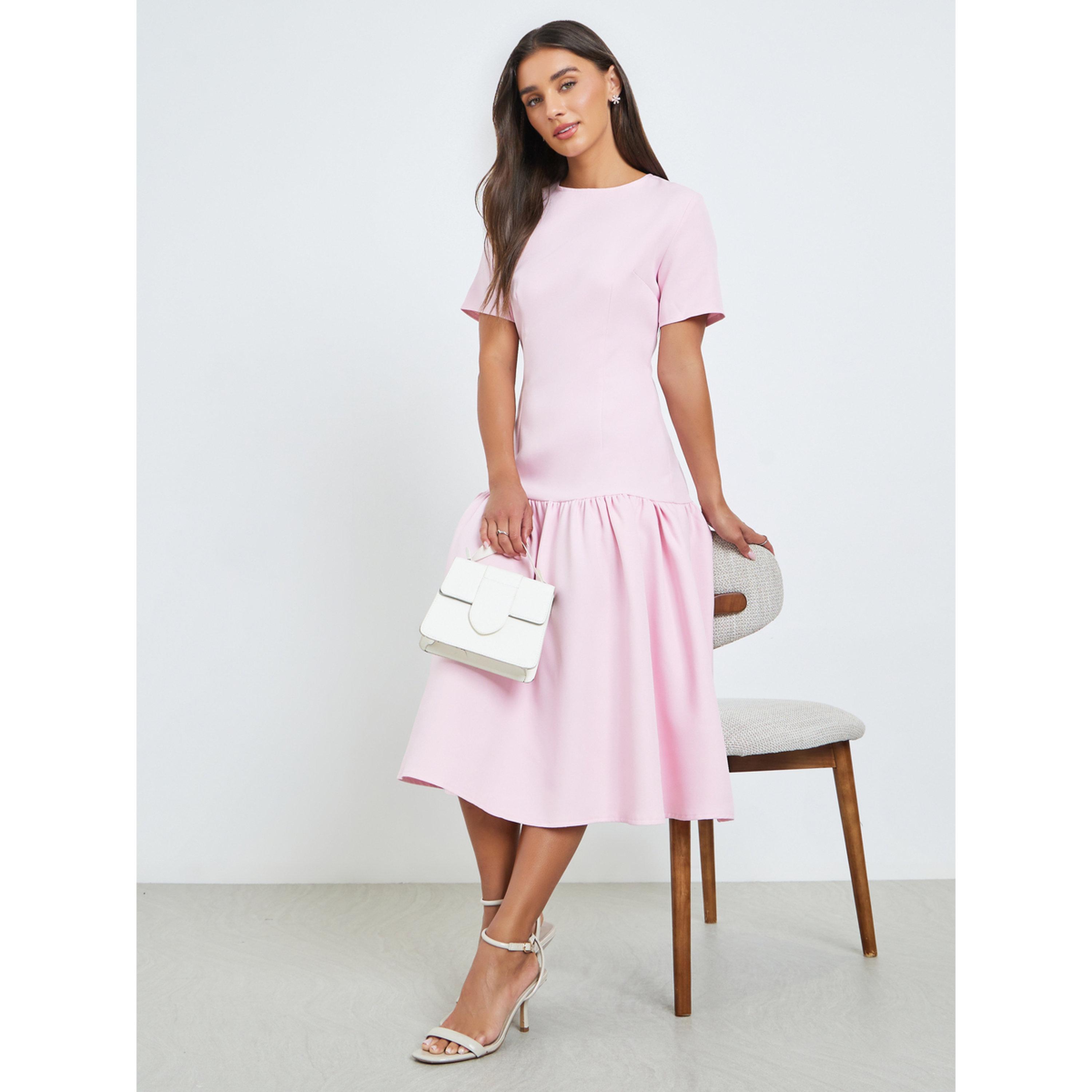 فستان ميدي بأكمام قصيرة وخصر منخفض-women-clothing-dresses-image-2