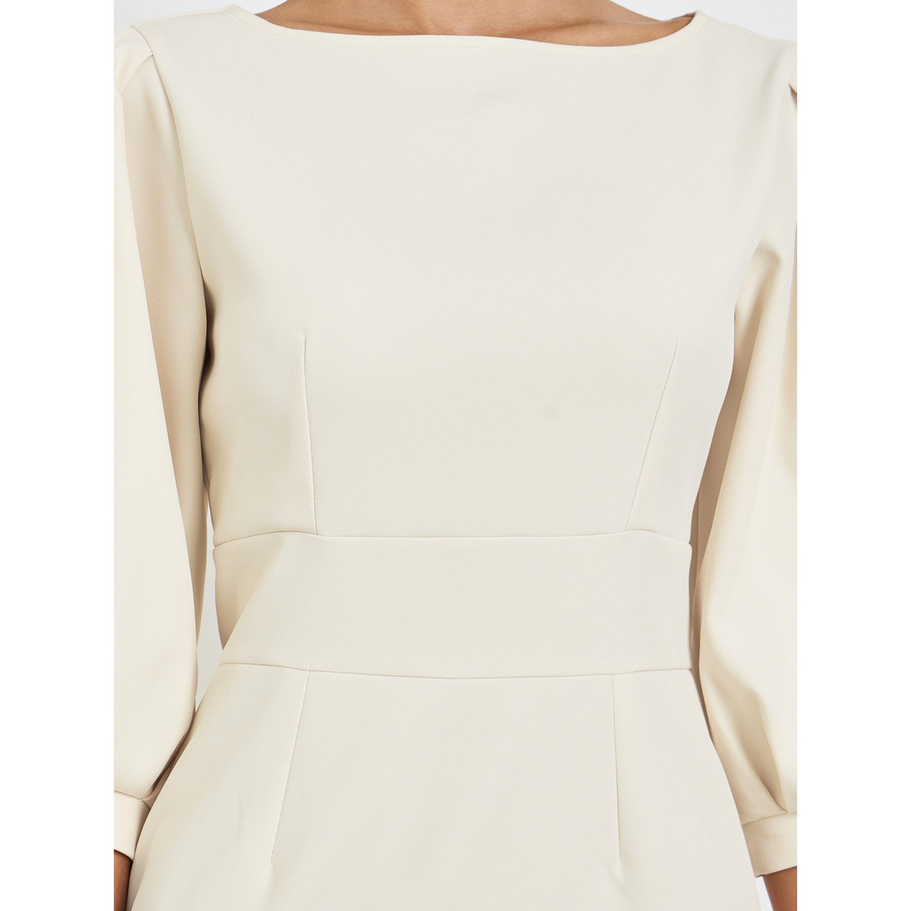 Styli Off-White 3/4 Sleeve Sheath Maxi Dress-women-clothing-dresses-image-5