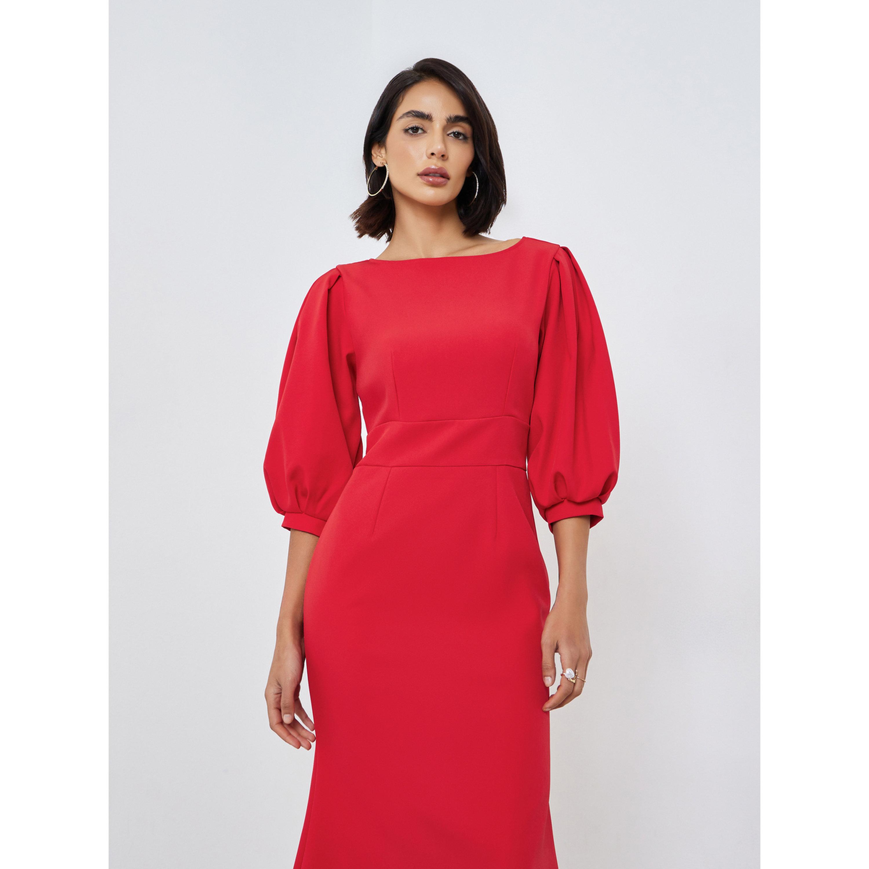 فستان طويل ضيق بأكمام 3/4-women-clothing-dresses-image-2